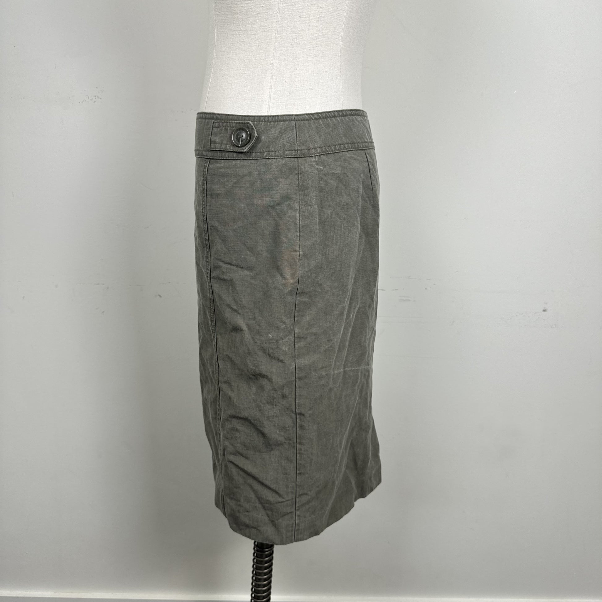 Vintage Cleo Olive Green Button Waist Midi Skirt – view 4