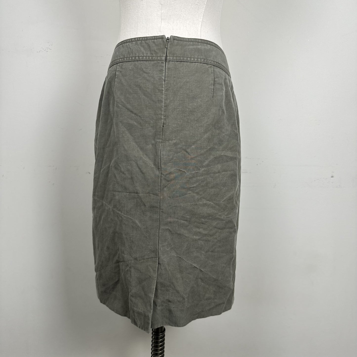 Vintage Cleo Olive Green Button Waist Midi Skirt – view 5