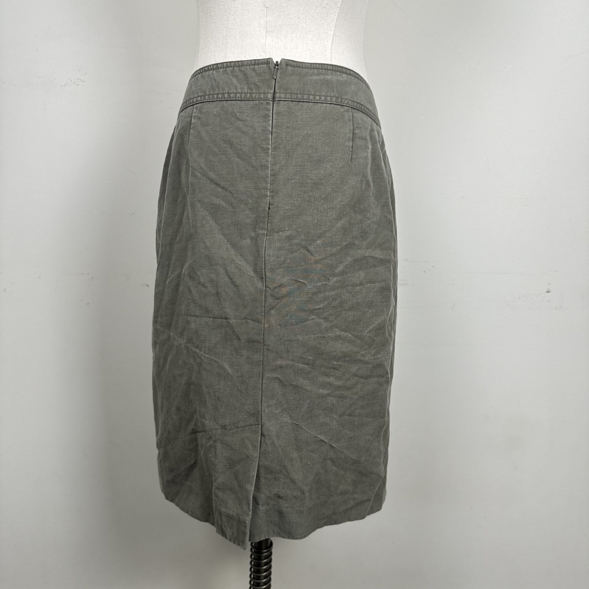 Vintage Cleo Olive Green Button Waist Midi Skirt – view 5