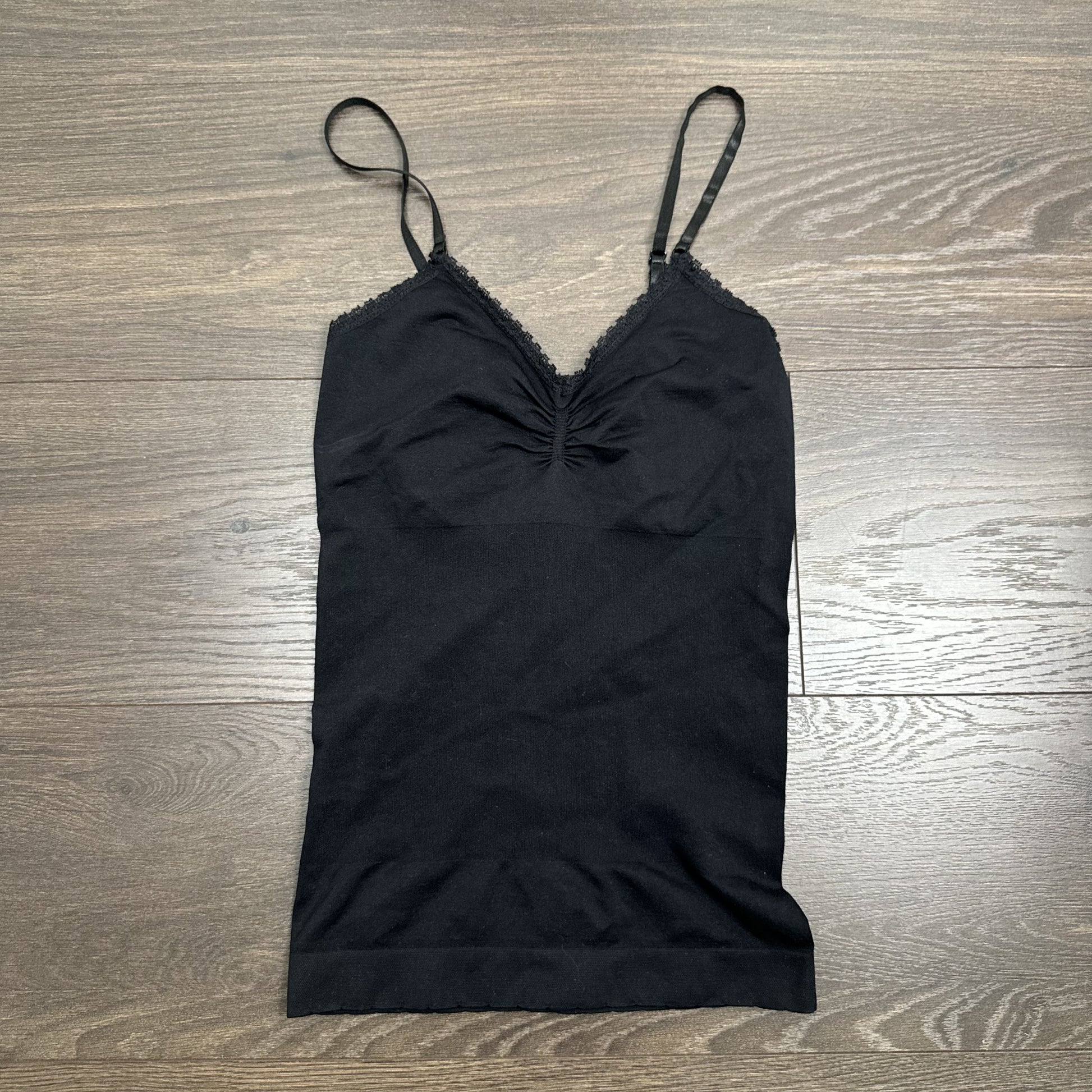 Black Fitted Lace Trim Cinched Bust Tank Top – view 8