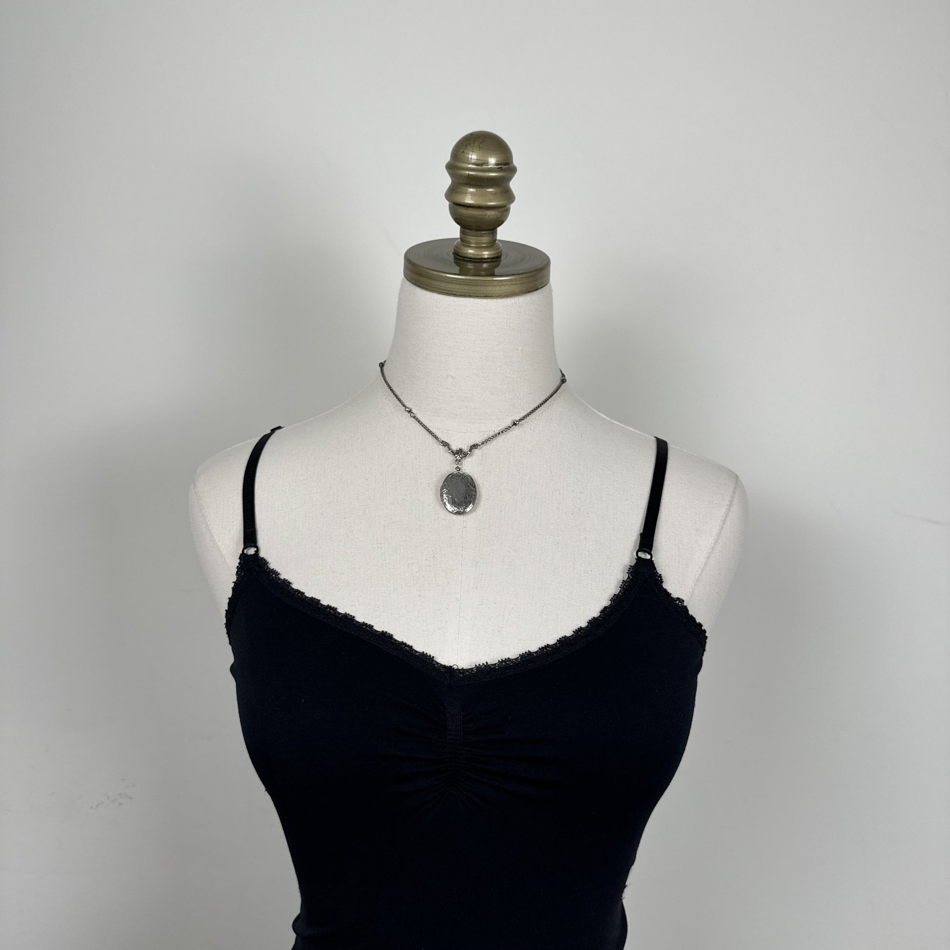 Black Fitted Lace Trim Cinched Bust Tank Top – view 7
