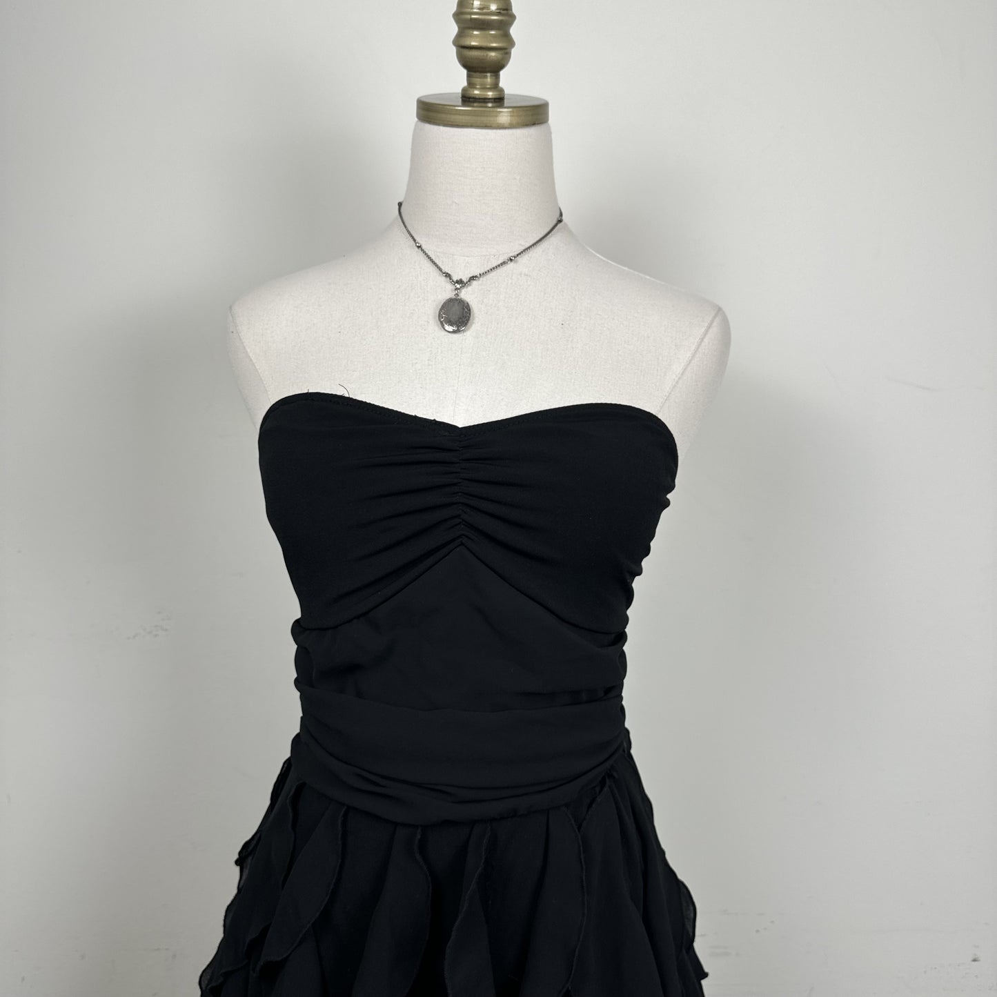 Black Chiffon Ruffle Hem Babydoll Tube Top – view 8
