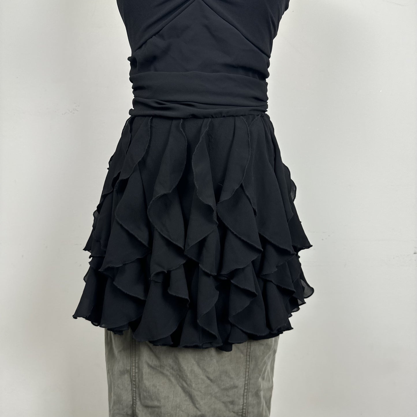 Black Chiffon Ruffle Hem Babydoll Tube Top – view 4