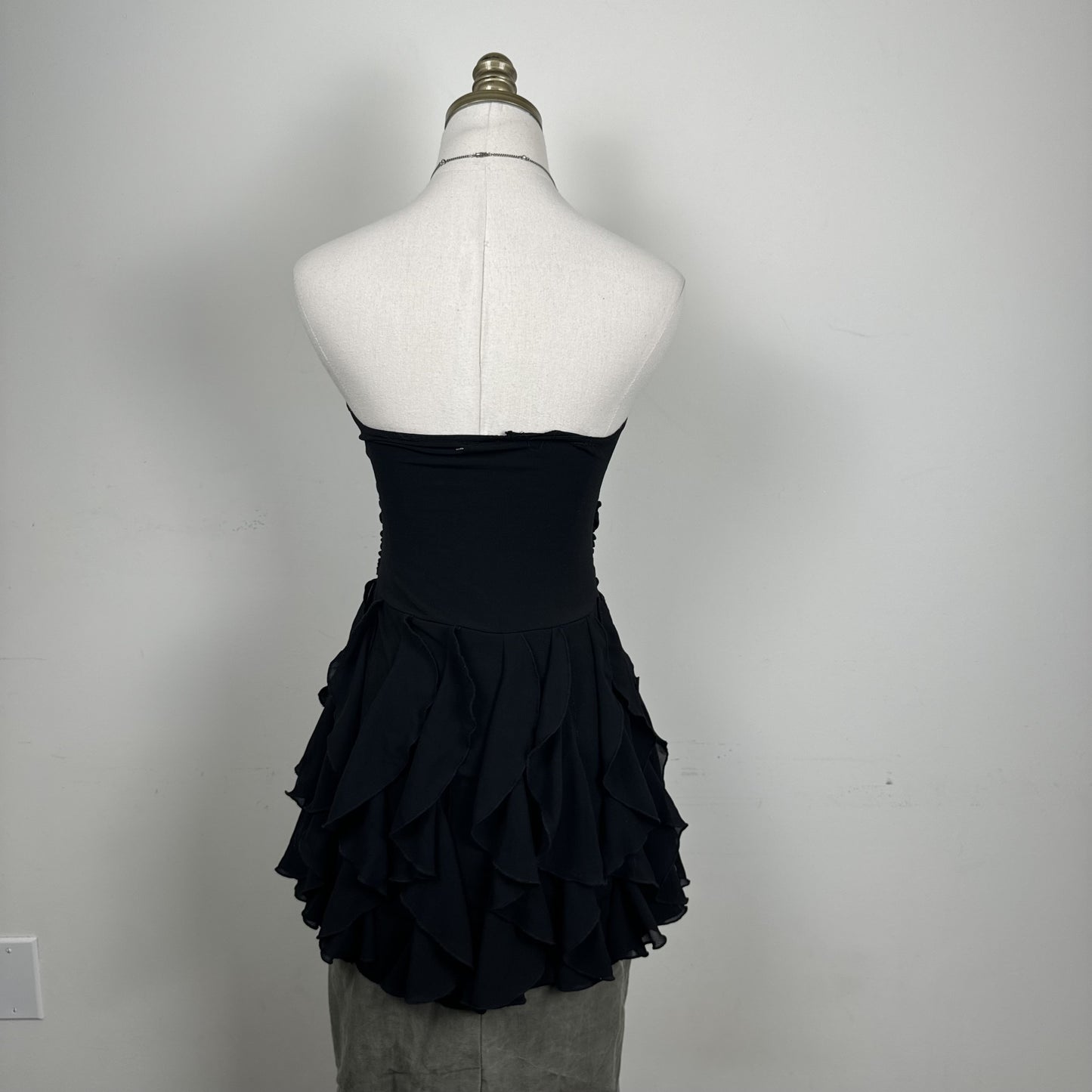 Black Chiffon Ruffle Hem Babydoll Tube Top – view 6