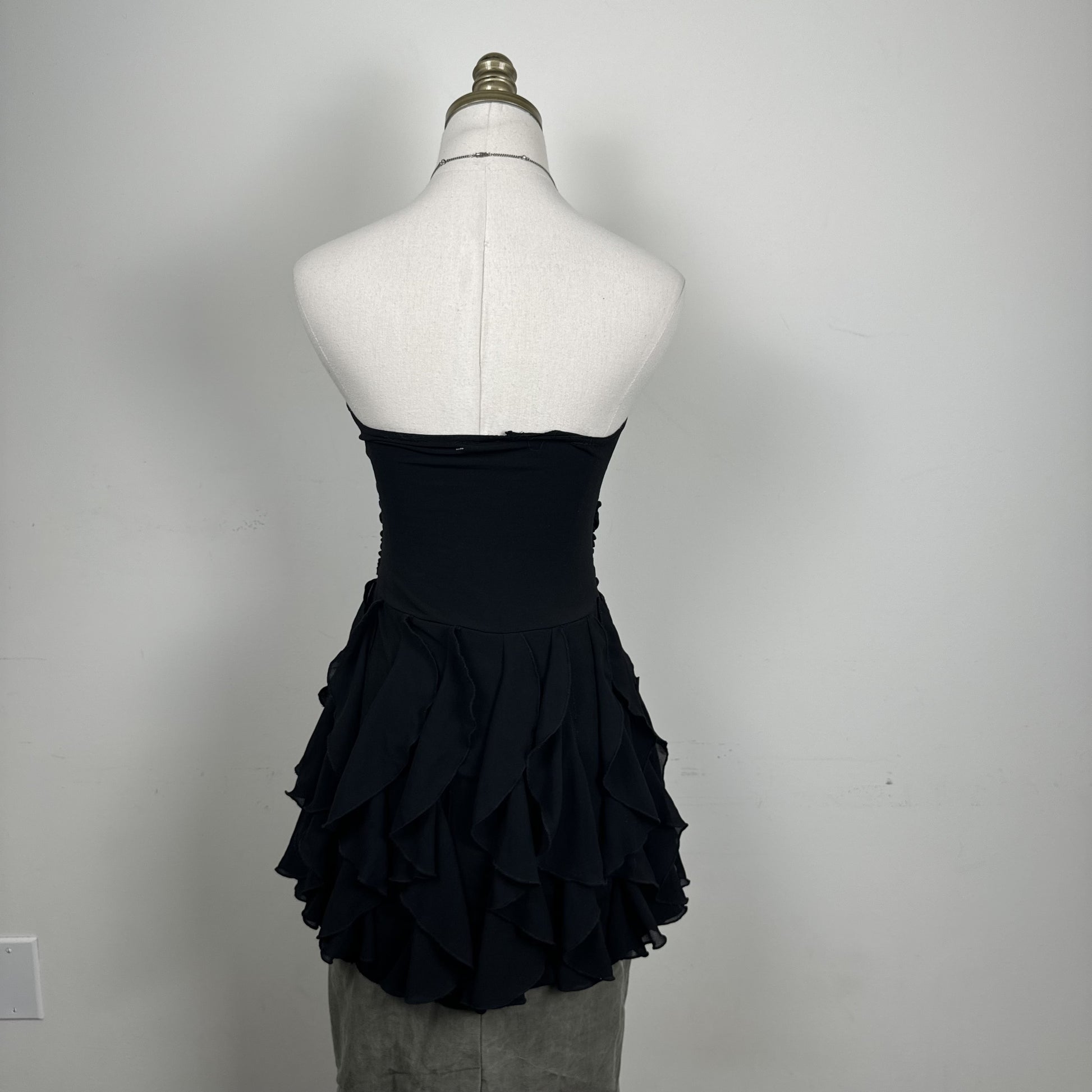 Black Chiffon Ruffle Hem Babydoll Tube Top – view 6