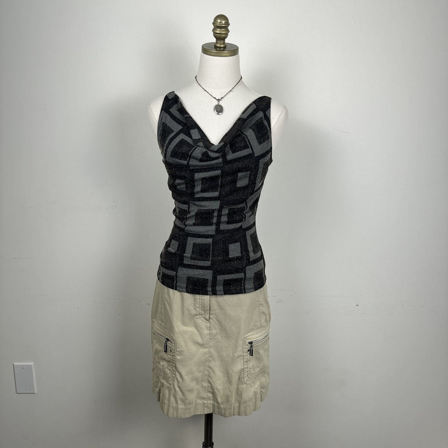 90s Suzy Shier Graphic Cowl Neck Top