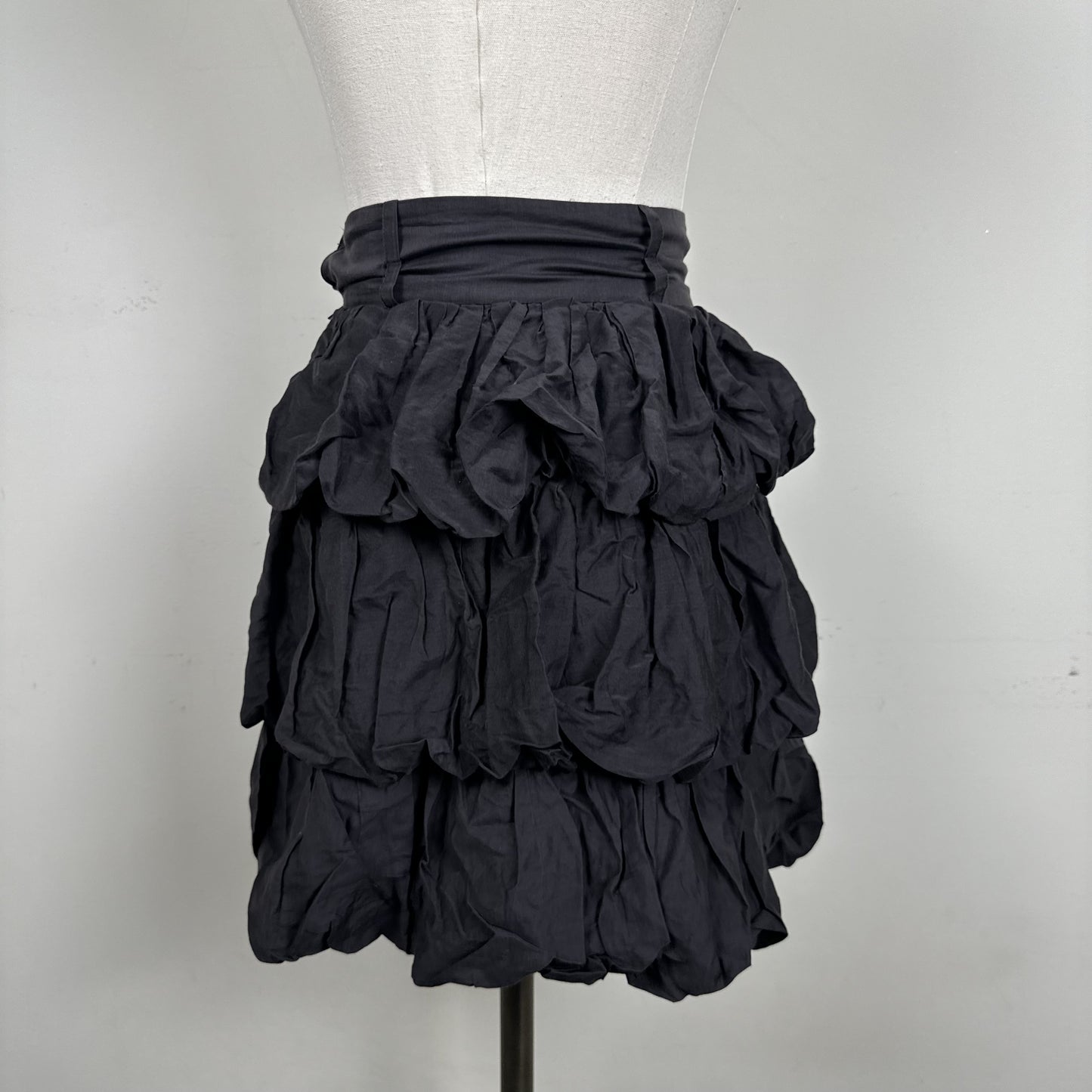 H&M Dark Grey Purple Tone Ruffled Layered Midi Skirt – view 3