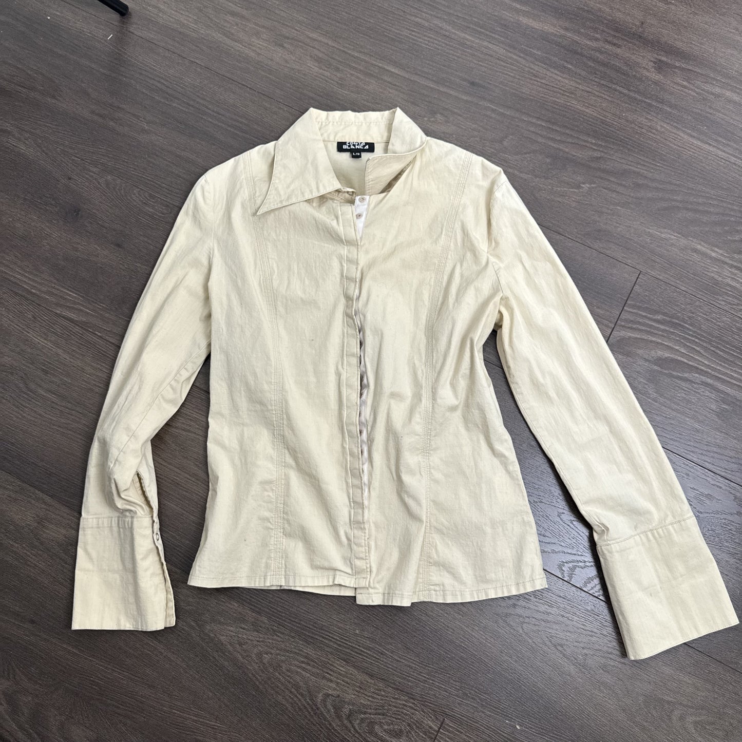 Vintage Costa Blanca Cream Cotton Button Up Shirt – view 12