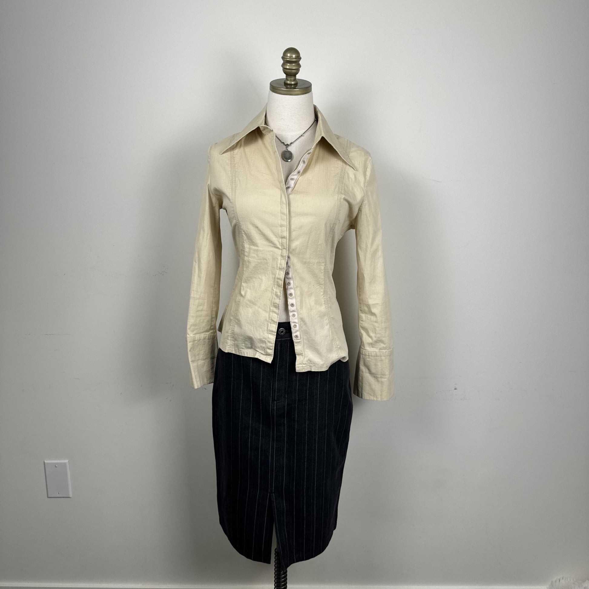 Vintage Costa Blanca Cream Cotton Button Up Shirt