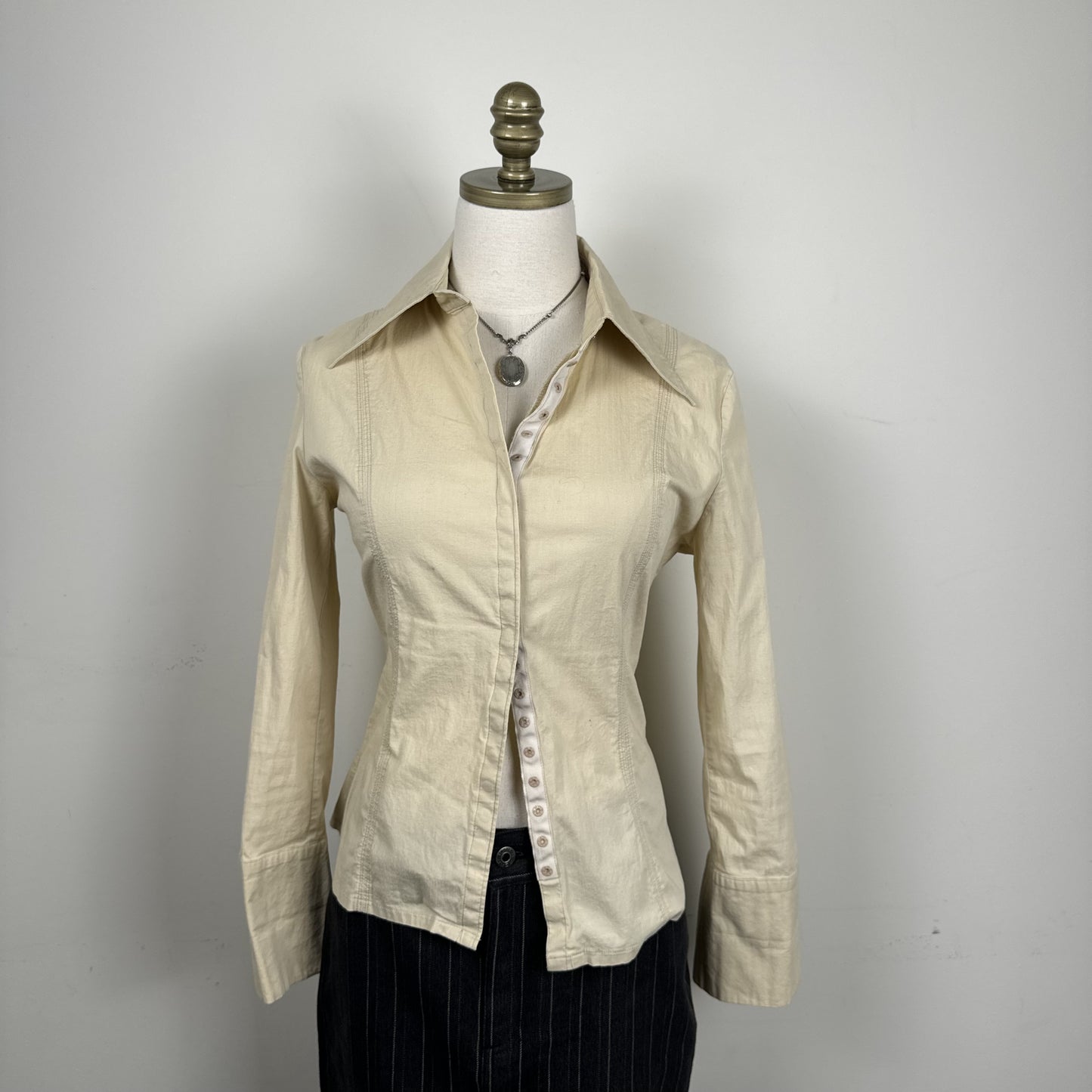 Vintage Costa Blanca Cream Cotton Button Up Shirt – view 2