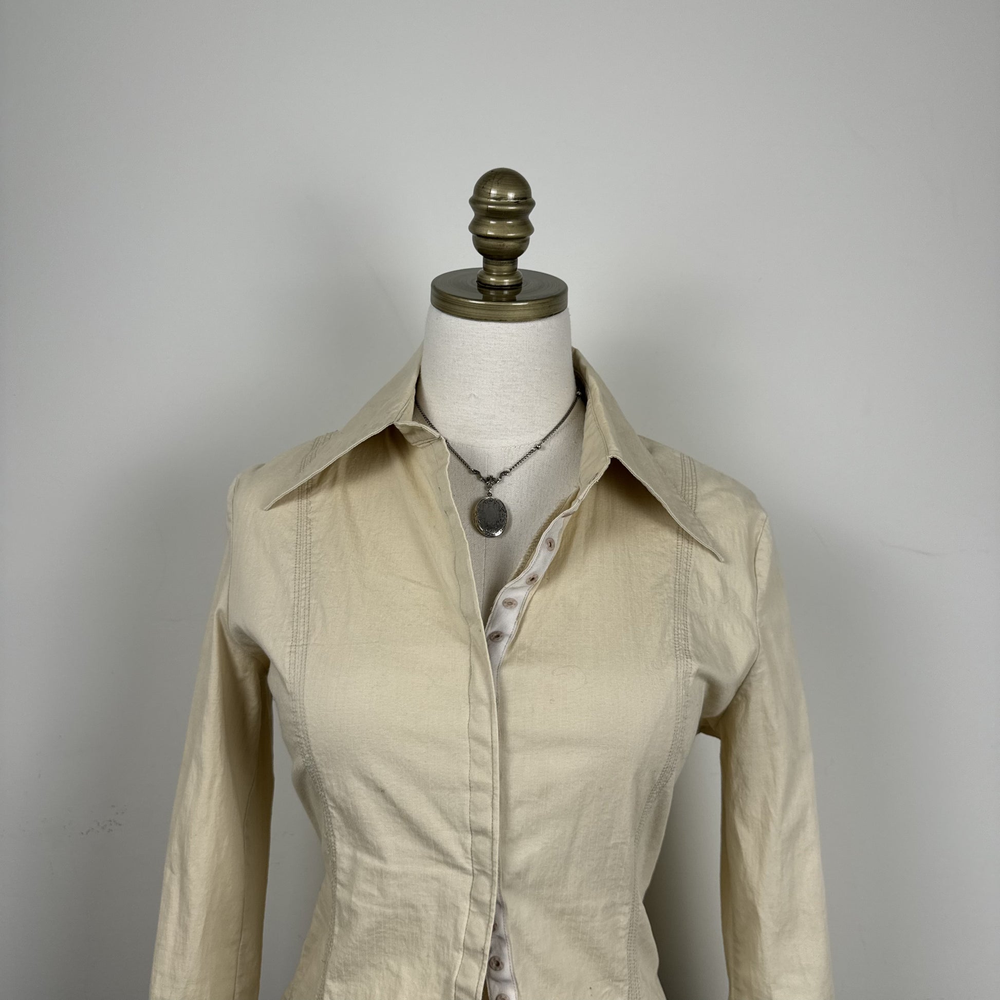 Vintage Costa Blanca Cream Cotton Button Up Shirt – view 11