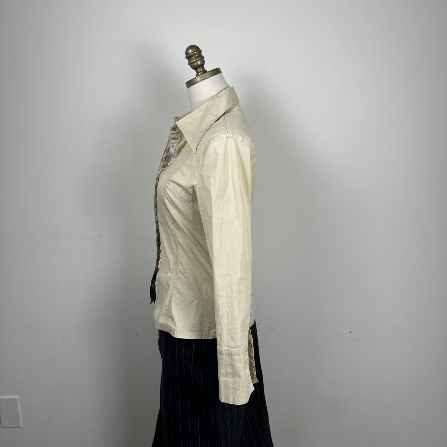 Vintage Costa Blanca Cream Cotton Button Up Shirt – view 3