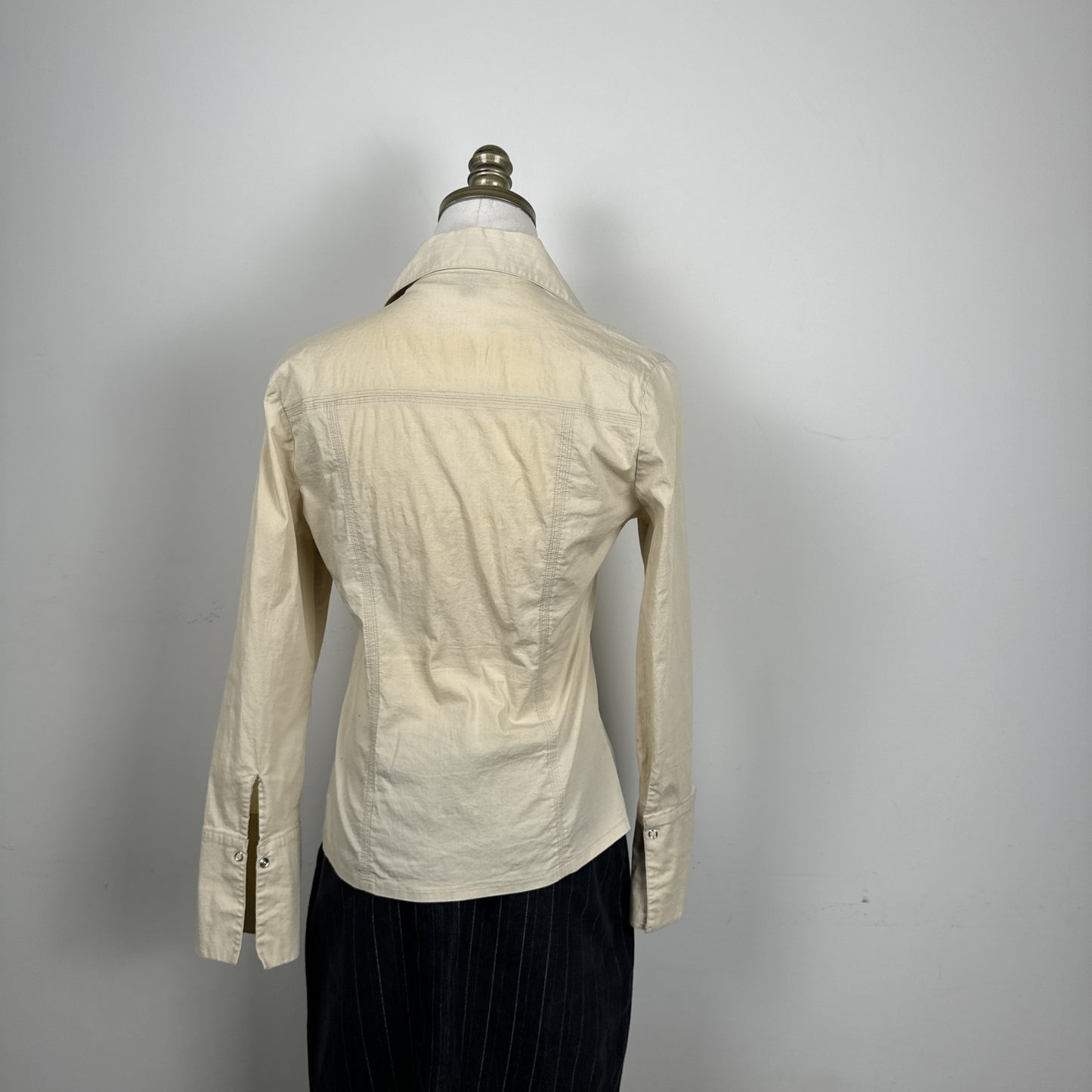 Vintage Costa Blanca Cream Cotton Button Up Shirt – view 4
