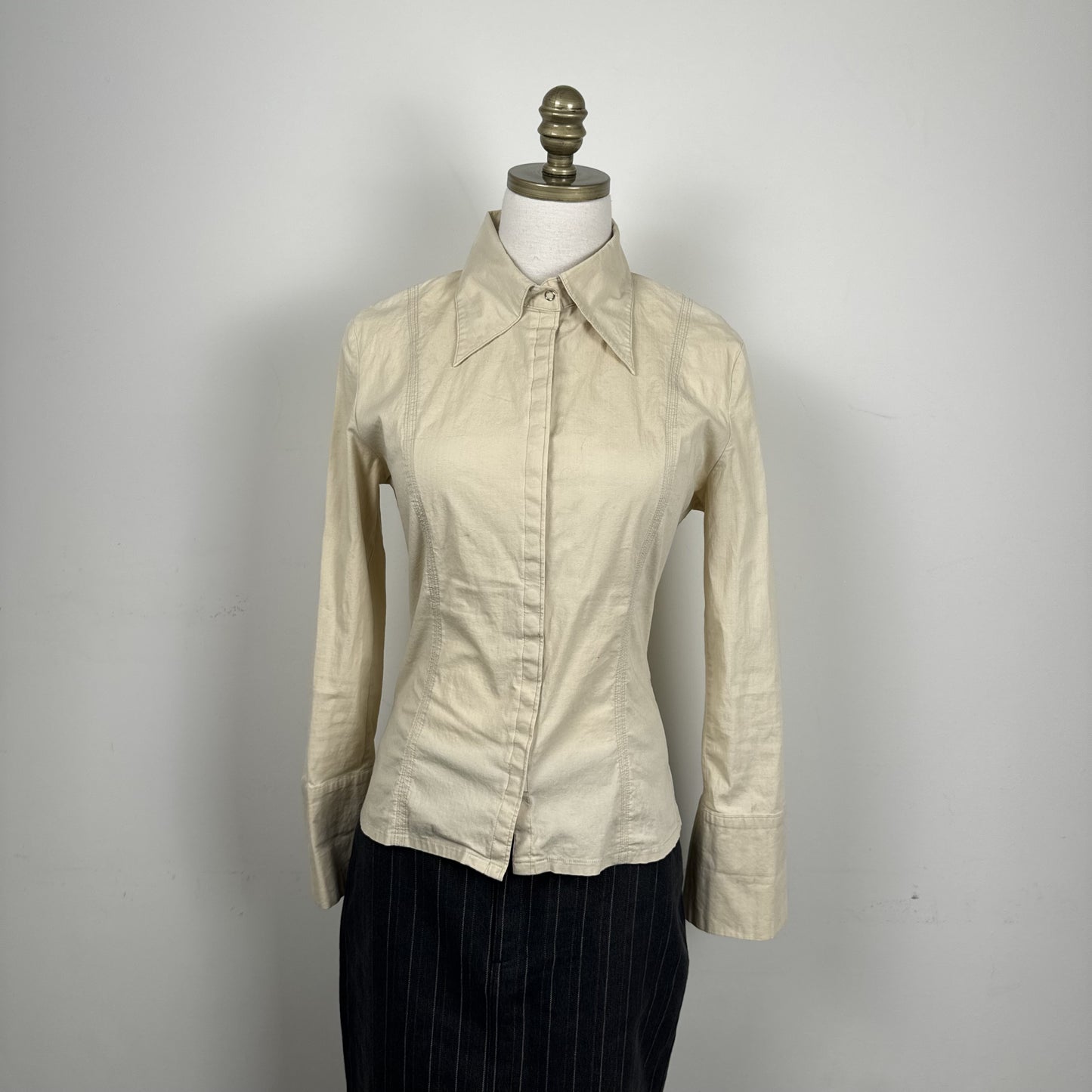Vintage Costa Blanca Cream Cotton Button Up Shirt – view 5