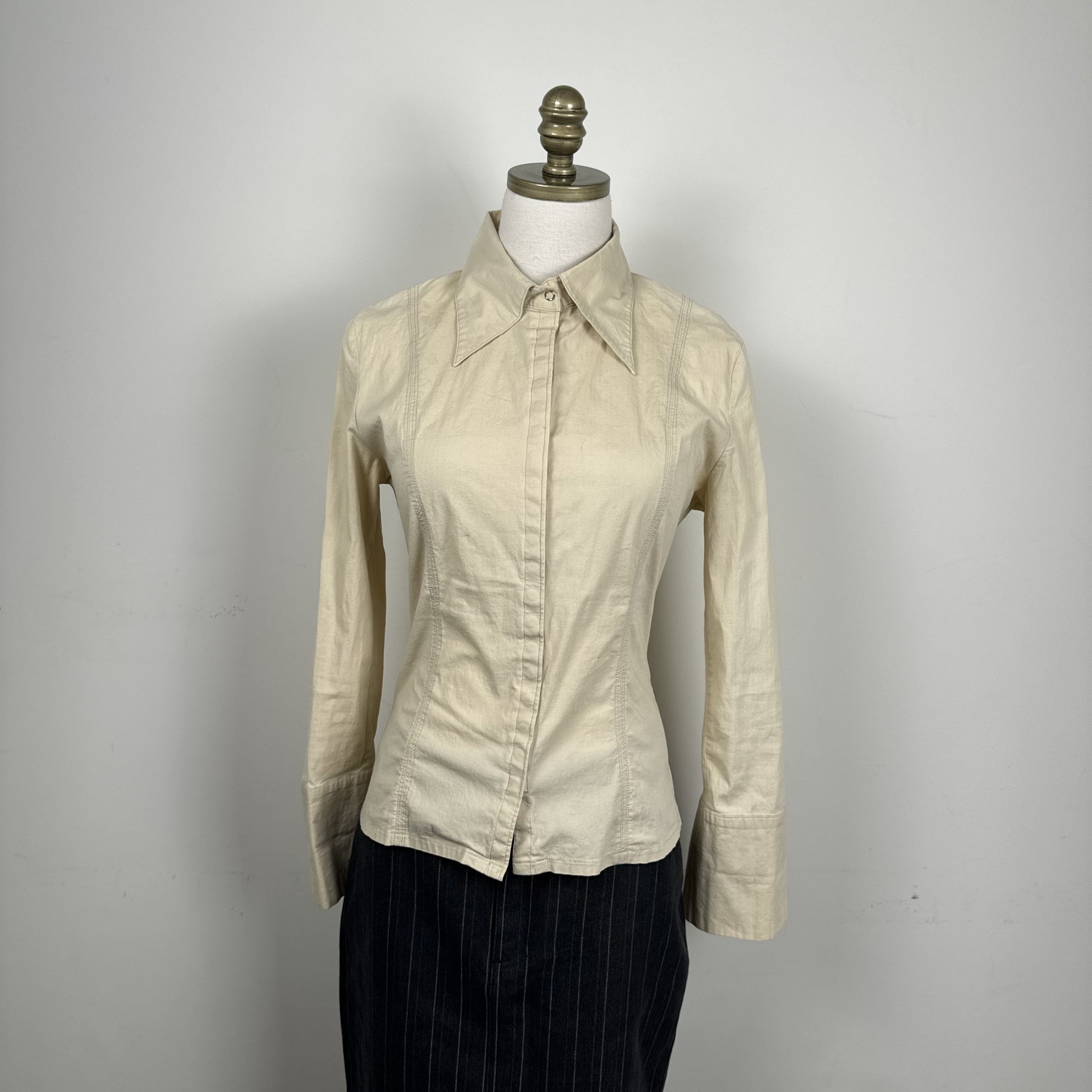 Vintage Costa Blanca Cream Cotton Button Up Shirt – view 5