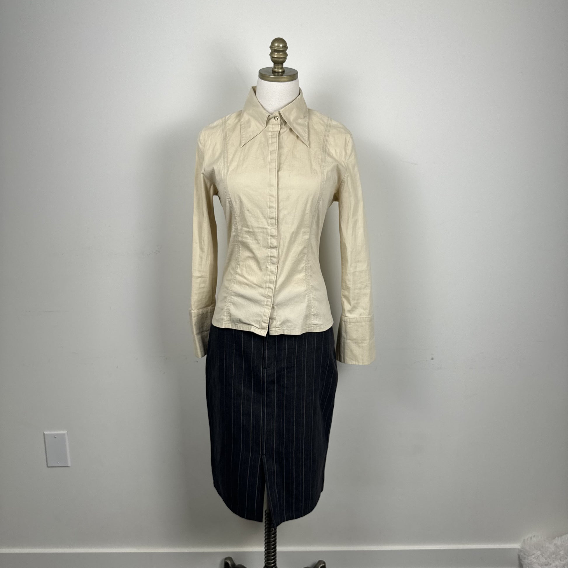 Vintage Costa Blanca Cream Cotton Button Up Shirt – view 6