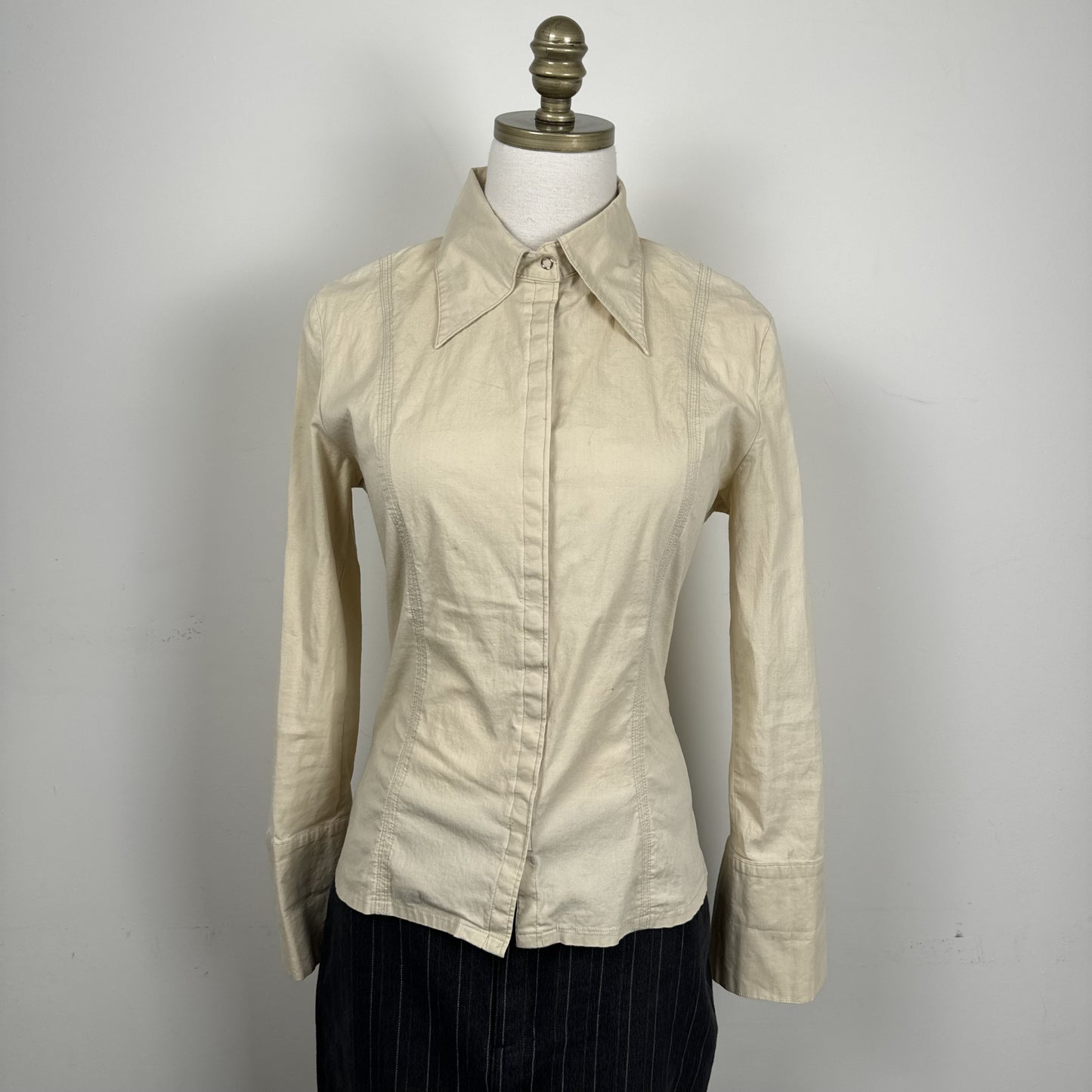 Vintage Costa Blanca Cream Cotton Button Up Shirt – view 7