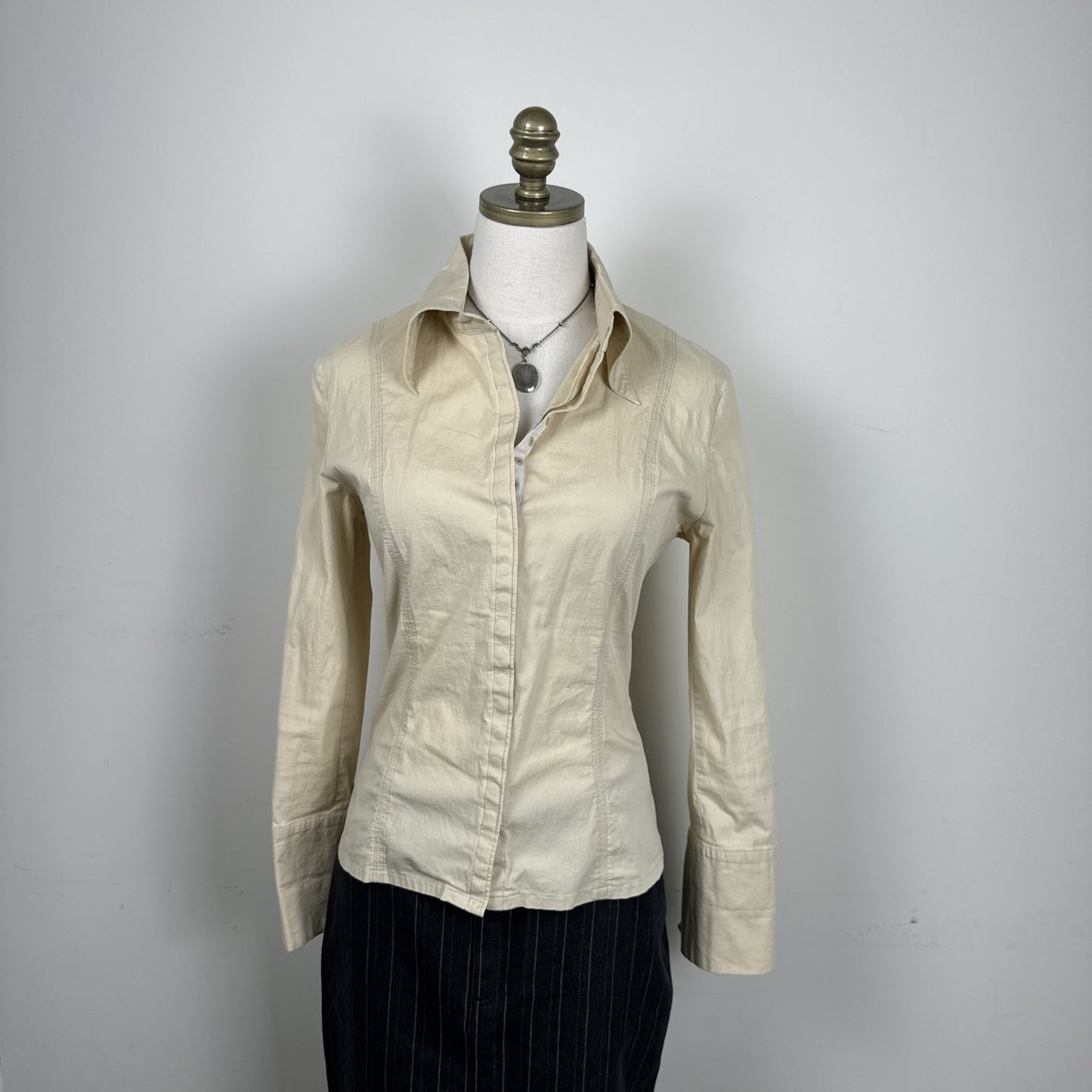 Vintage Costa Blanca Cream Cotton Button Up Shirt – view 9