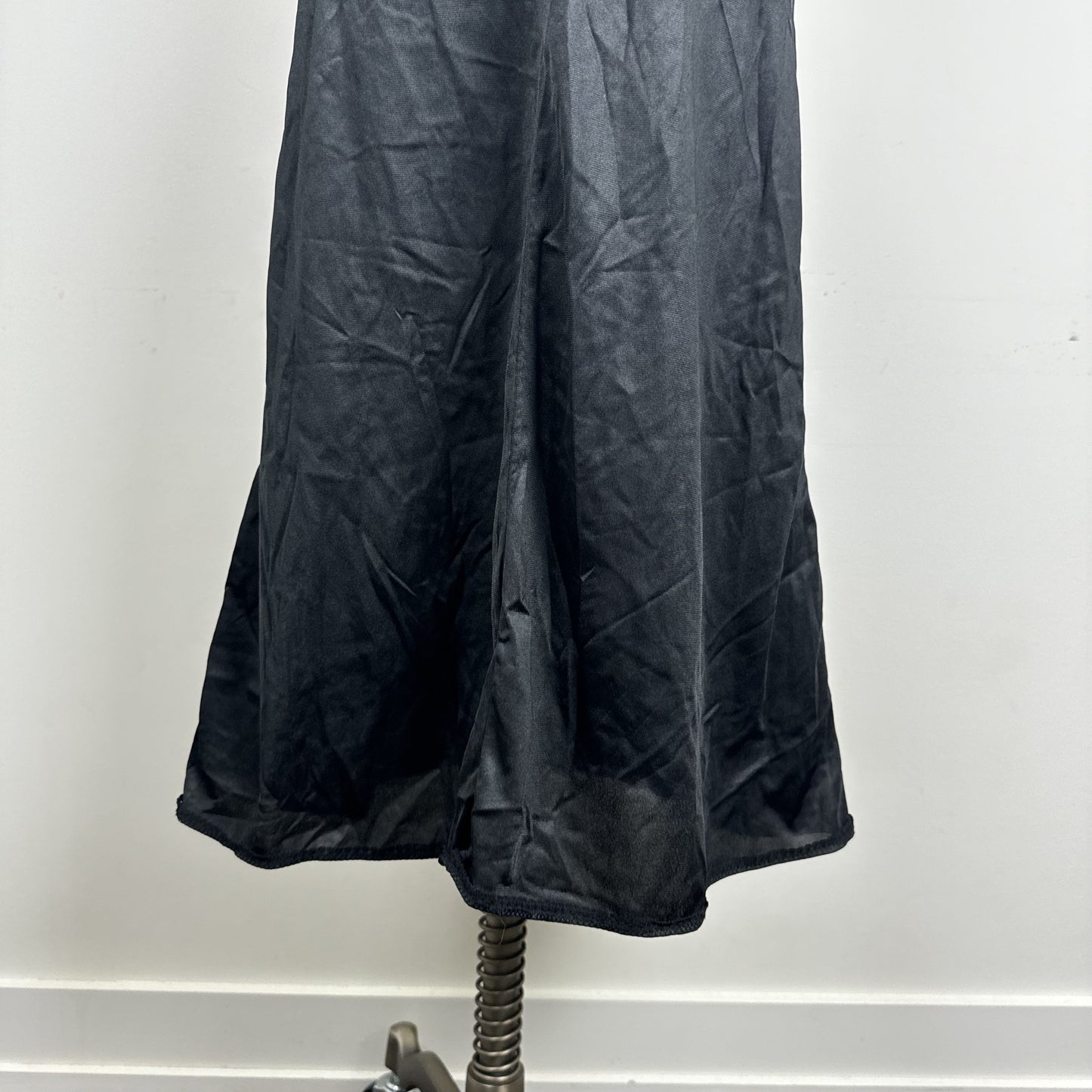 Vintage Black Satin Lace Trim Slip Dress – view 7