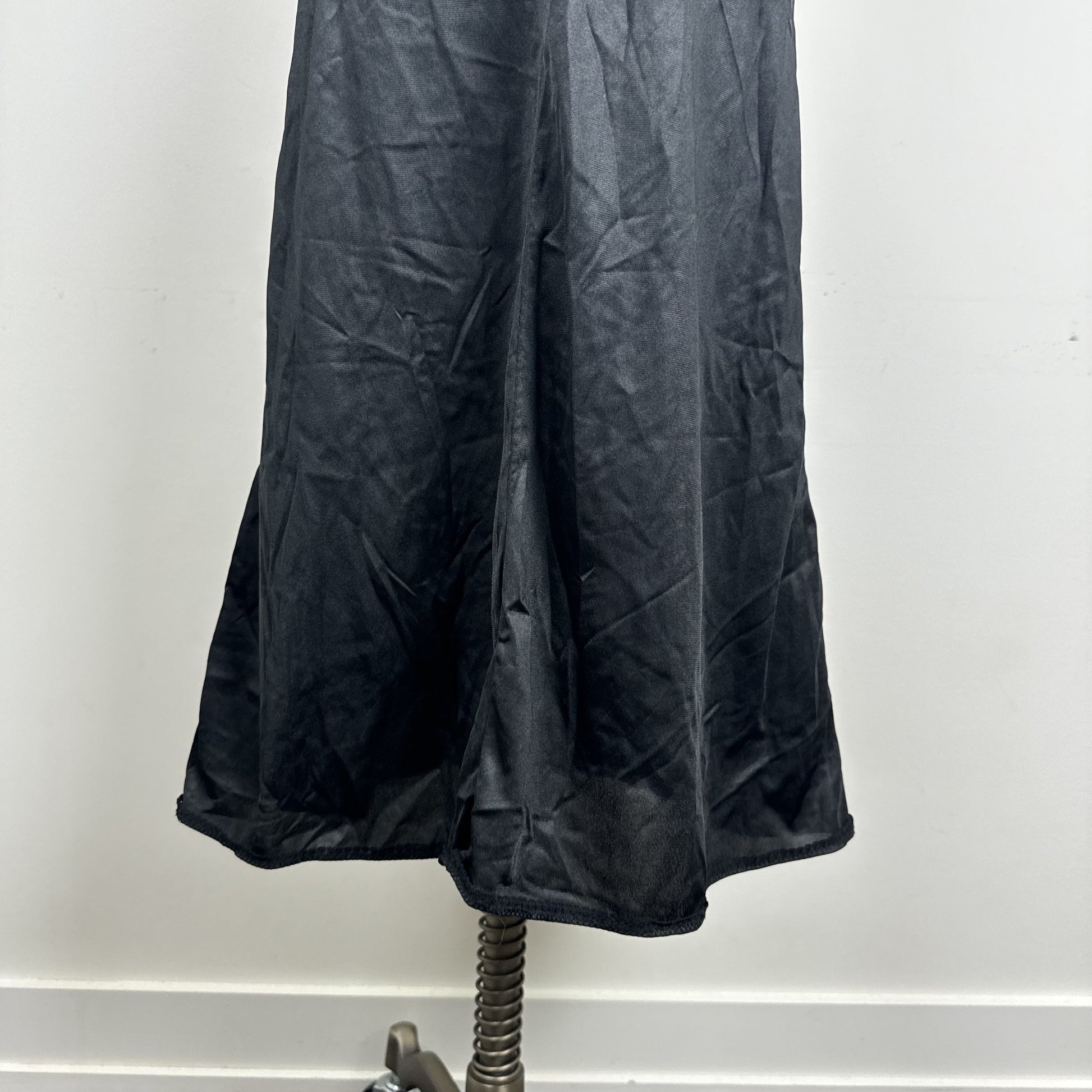 Vintage Black Satin Lace Trim Slip Dress – view 7