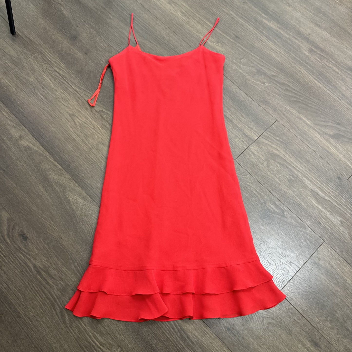 Vintage Ralph Lauren Red Semi Sheer Ruffled Hem Midi Slip Dress – view 10