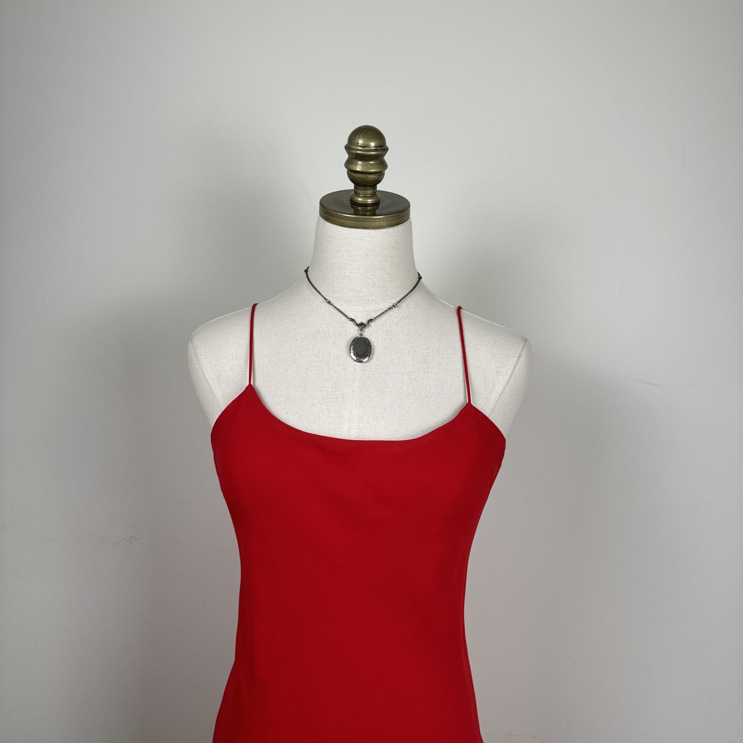 Vintage Ralph Lauren Red Semi Sheer Ruffled Hem Midi Slip Dress – view 8