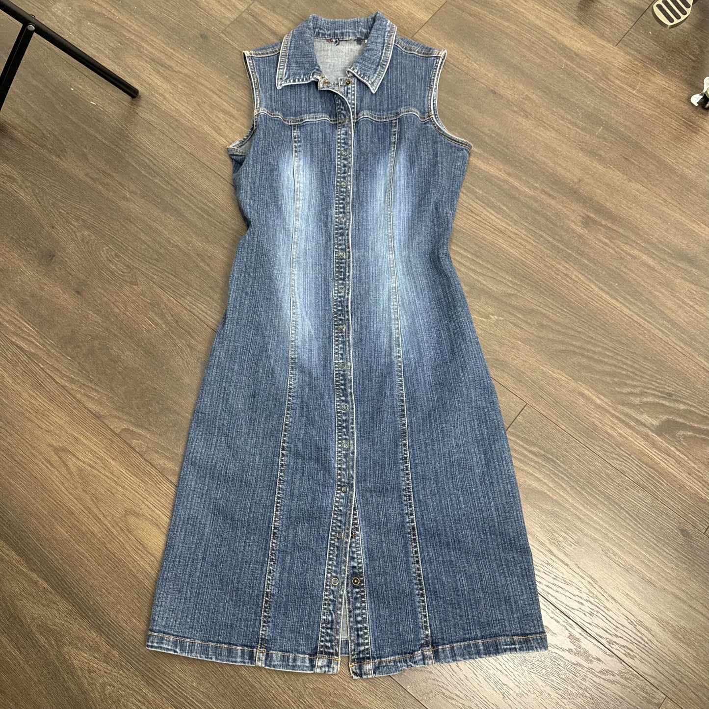 Vintage Tommy Hilfiger 90s Dark Denim Fitted Midi Dress – view 10