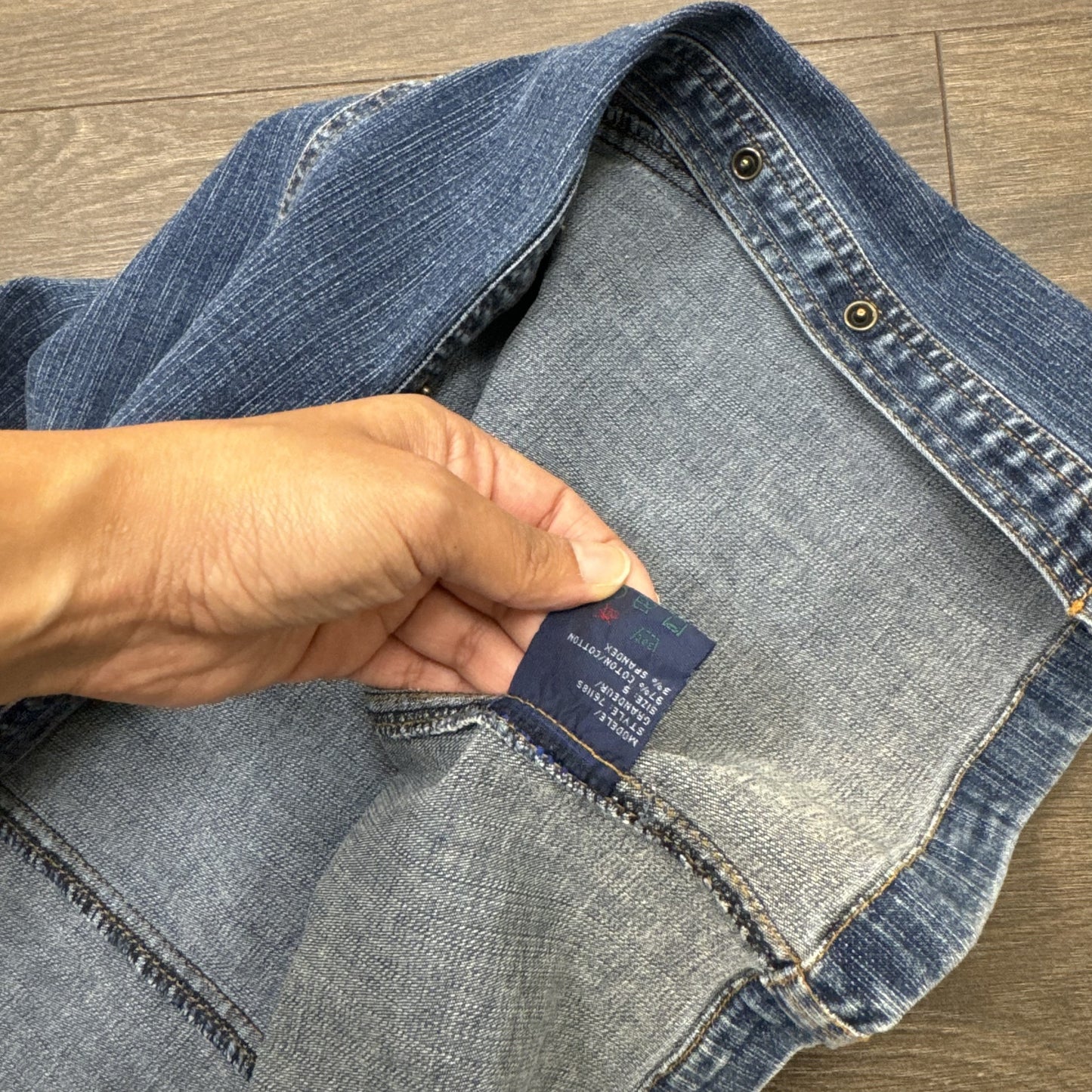 Vintage Tommy Hilfiger 90s Dark Denim Fitted Midi Dress – view 7