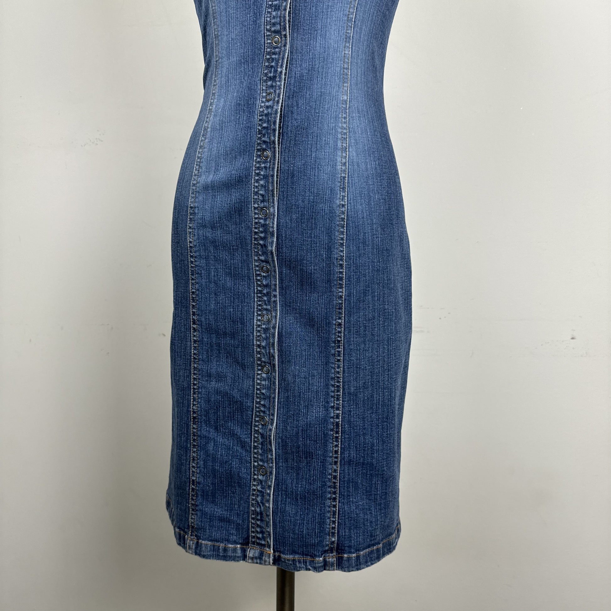 Vintage Tommy Hilfiger 90s Dark Denim Fitted Midi Dress – view 9