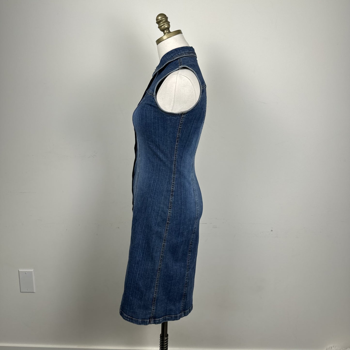 Vintage Tommy Hilfiger 90s Dark Denim Fitted Midi Dress – view 2