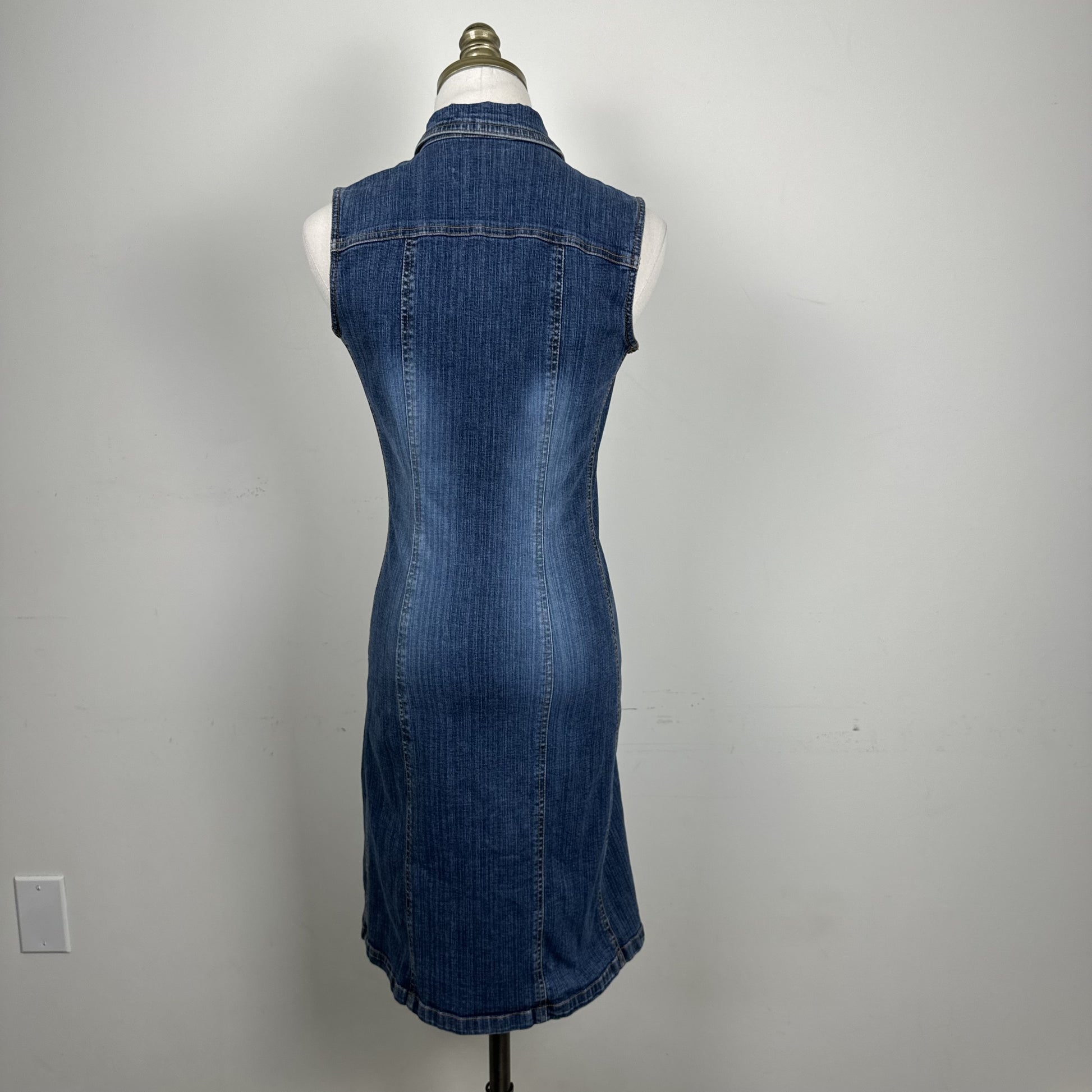 Vintage Tommy Hilfiger 90s Dark Denim Fitted Midi Dress – view 3
