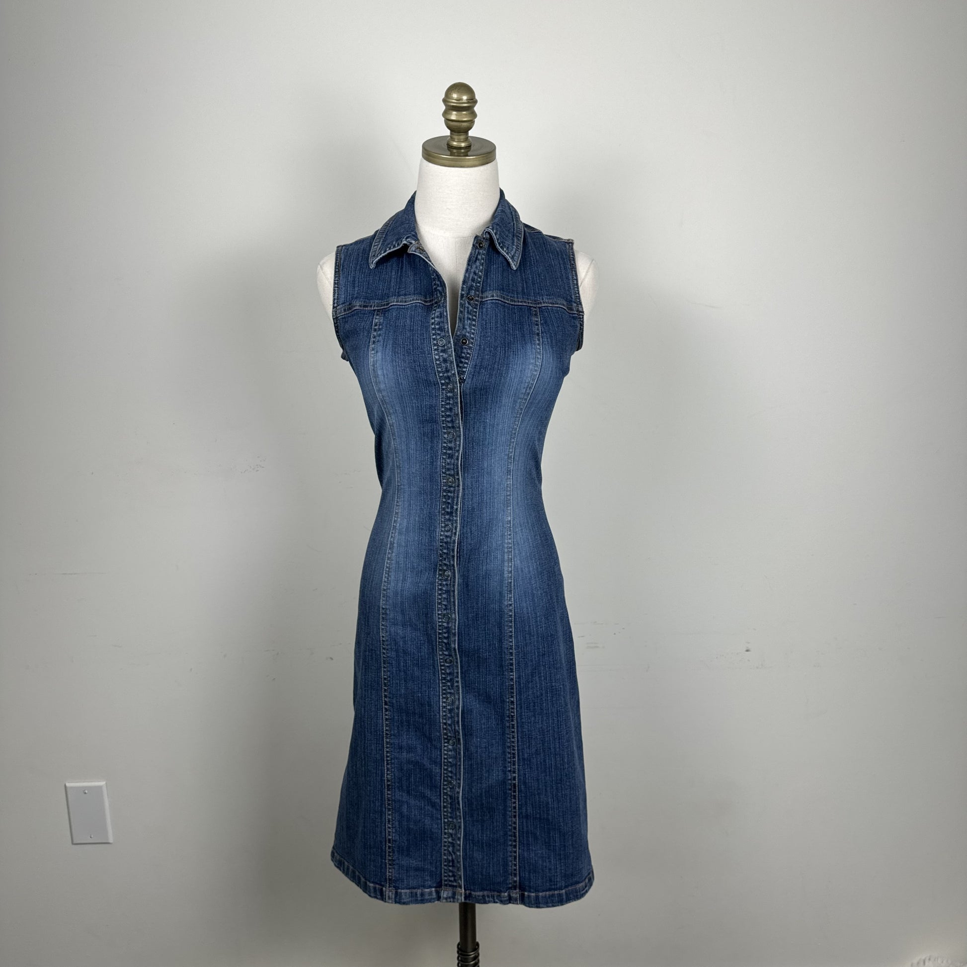 Vintage Tommy Hilfiger 90s Dark Denim Fitted Midi Dress – Transcend Vintage