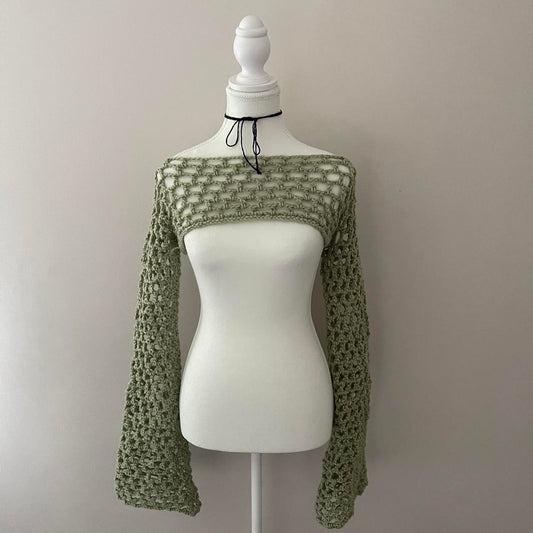 Sage Green Crochet Sleeves | Crochet Sleeves | Transcend Vintage