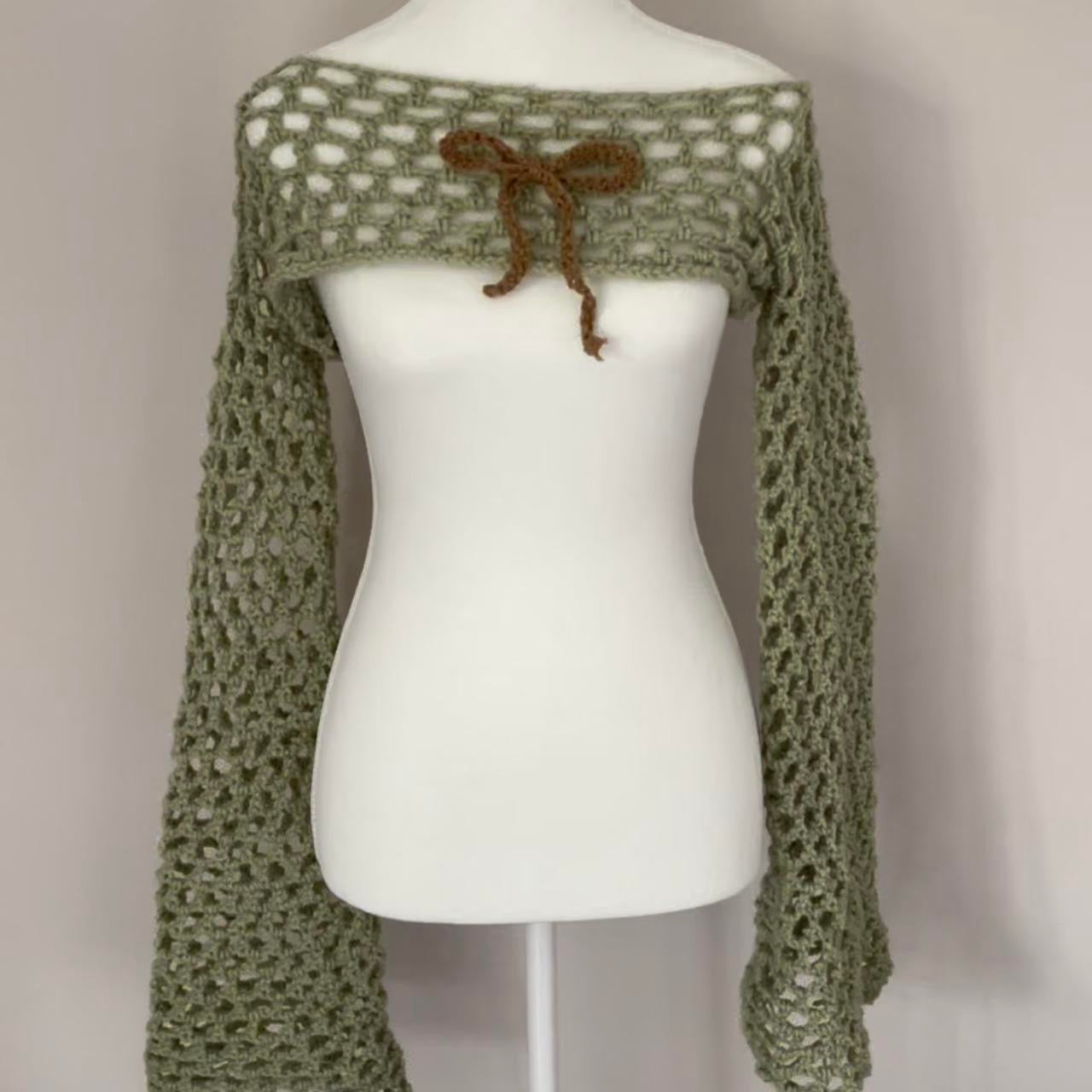 Sage Green Crochet Sleeves | Crochet Sleeves | Transcend Vintage