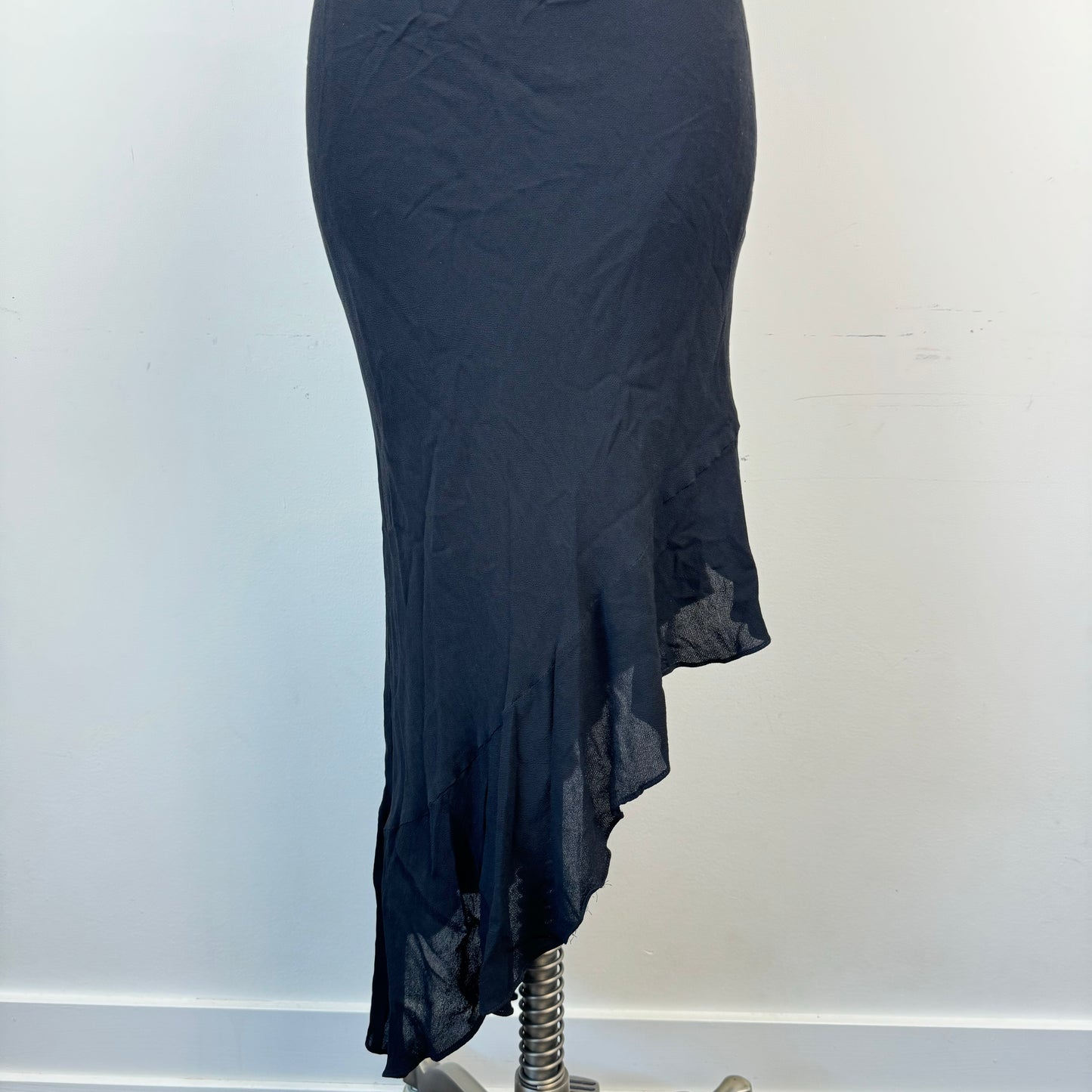 Vintage Black One Shoulder Asymmetric Midi Dress