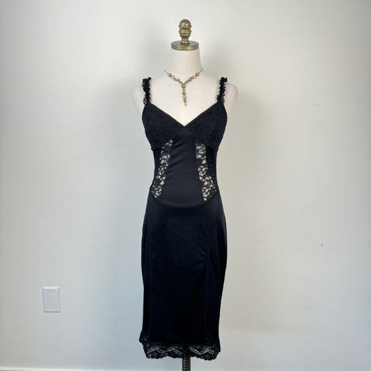 Marciano Vintage Black Corset Babydoll Lace Midi Dress