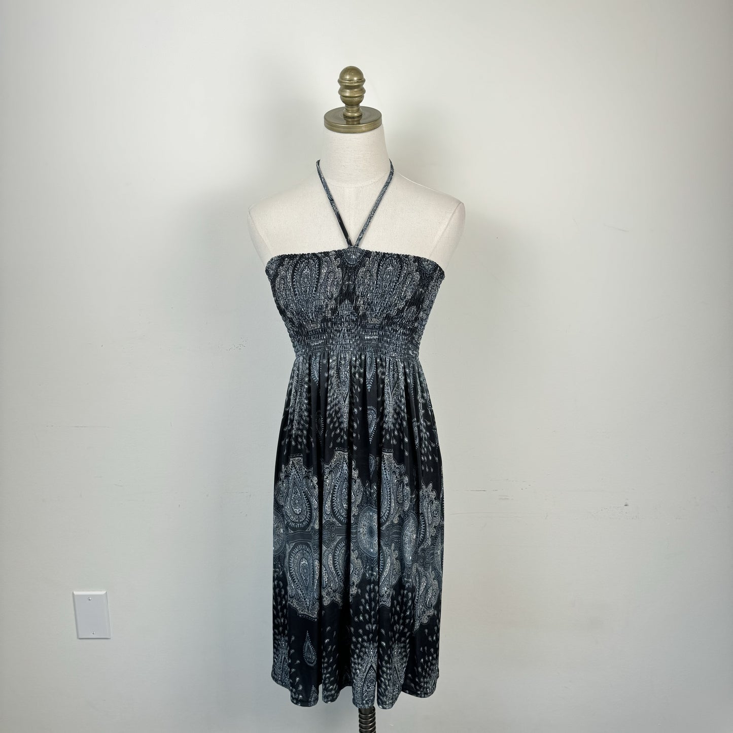 Vintage Candy Couture Paisley Print Halter Mini Dress / Skirt