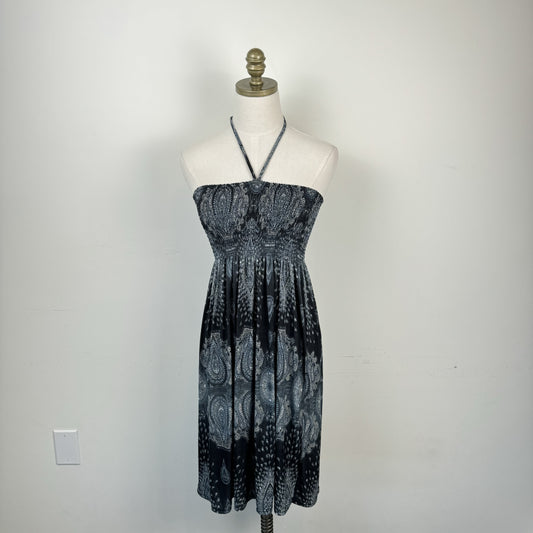 Vintage Candy Couture Paisley Print Halter Mini Dress / Skirt