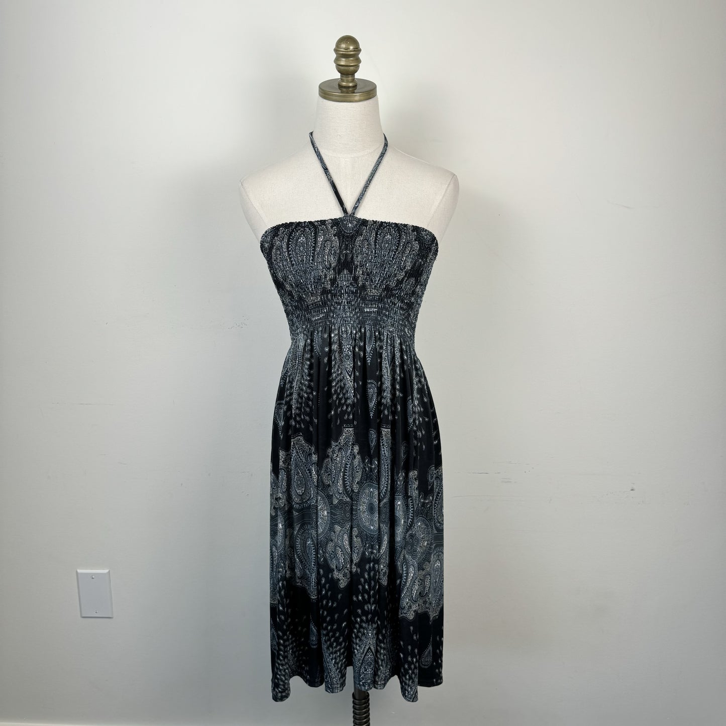 Vintage Candy Couture Paisley Print Halter Mini Dress / Skirt – view 3