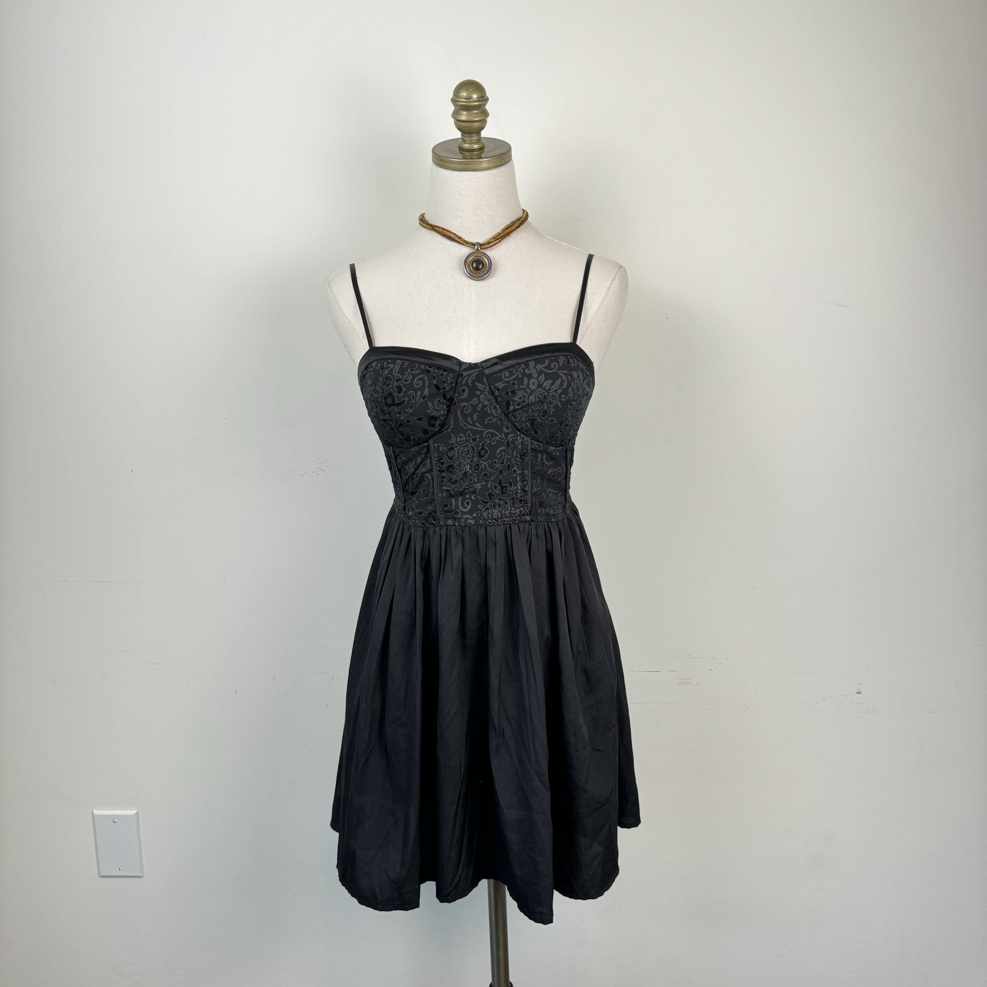 Band of Gypsi Black Corset Bust Babydoll Mini Dress