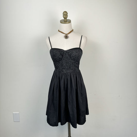 Band of Gypsi Black Corset Bust Babydoll Mini Dress