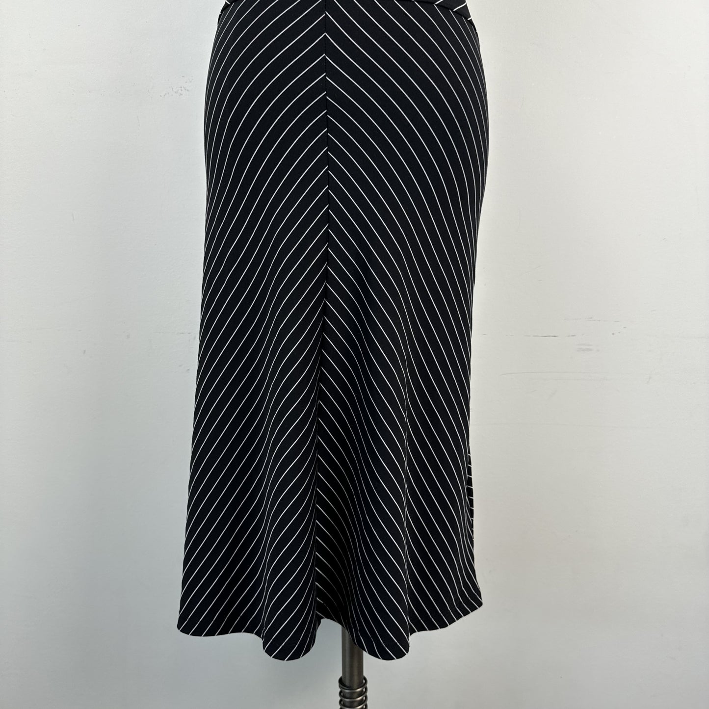 Vintage Shadow Black Striped Halter Midi Dress – view 6