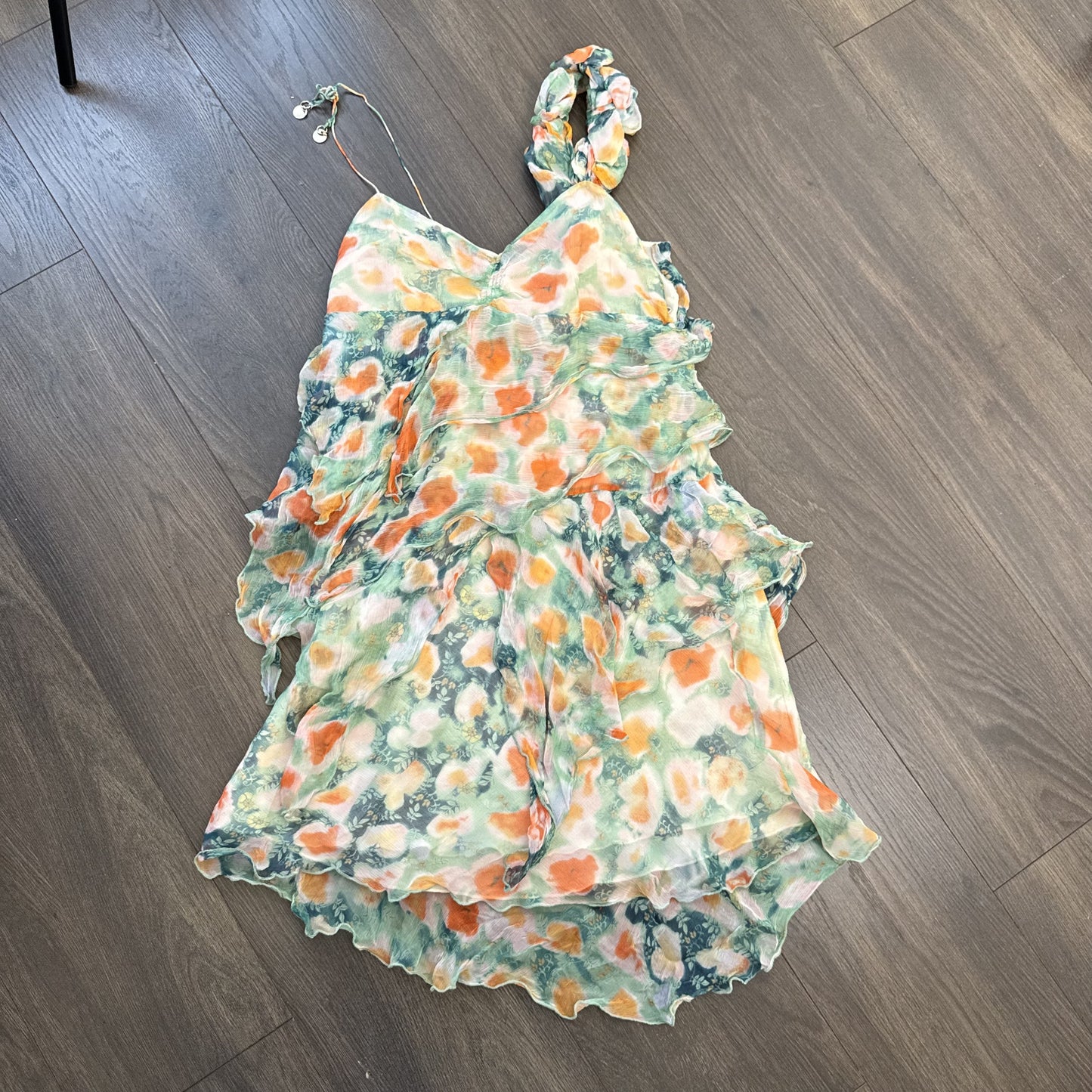 Patrizia Pepe Silk Chiffon Babydoll Mesh Overlay Ruffle Dress – view 18