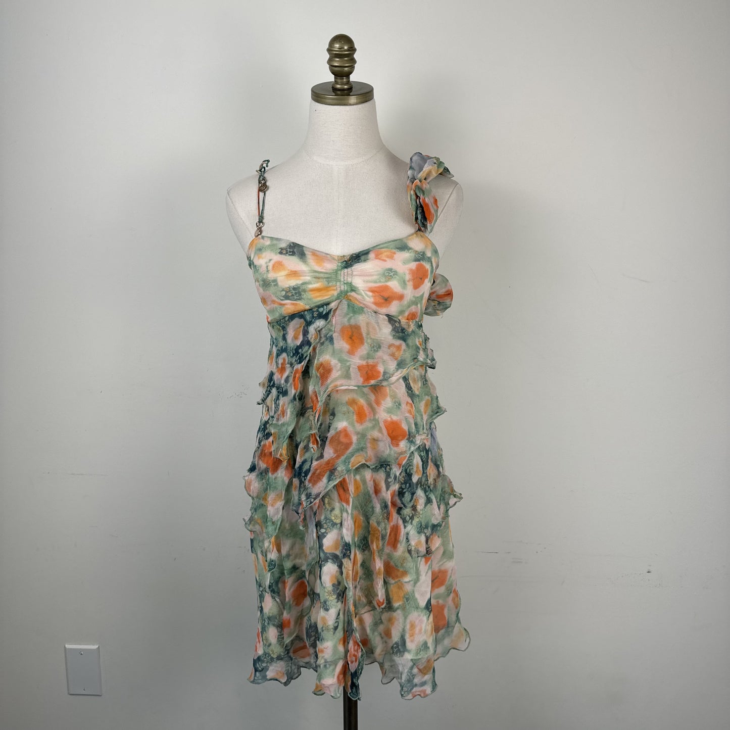 Patrizia Pepe Silk Chiffon Babydoll Mesh Overlay Ruffle Dress – view 2