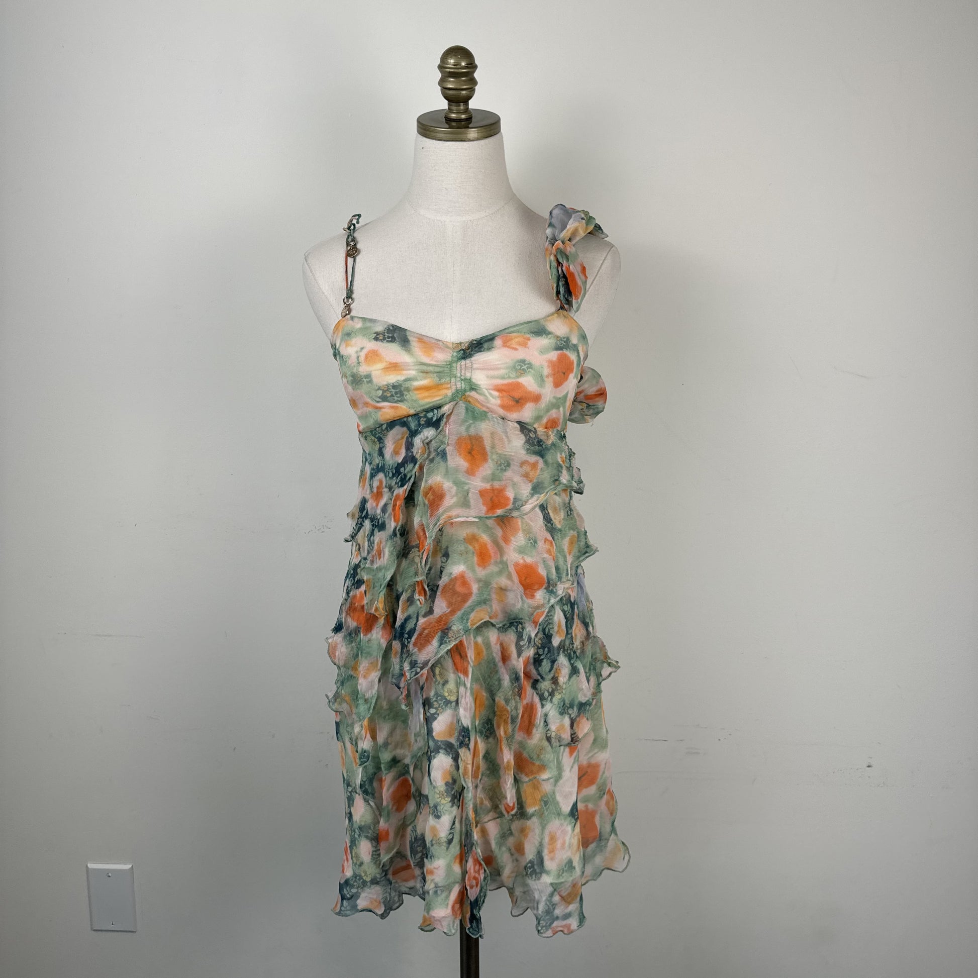 Patrizia Pepe Silk Chiffon Babydoll Mesh Overlay Ruffle Dress – view 2