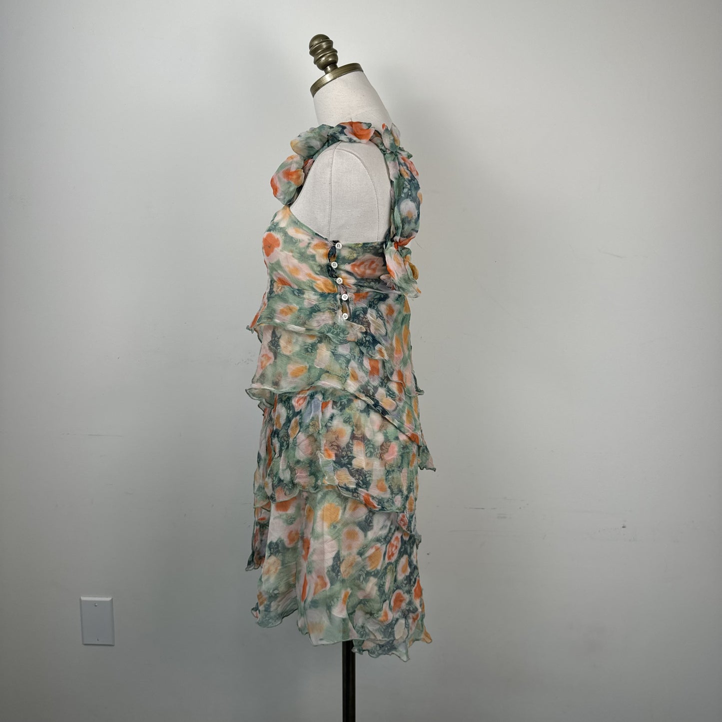 Patrizia Pepe Silk Chiffon Babydoll Mesh Overlay Ruffle Dress – view 4