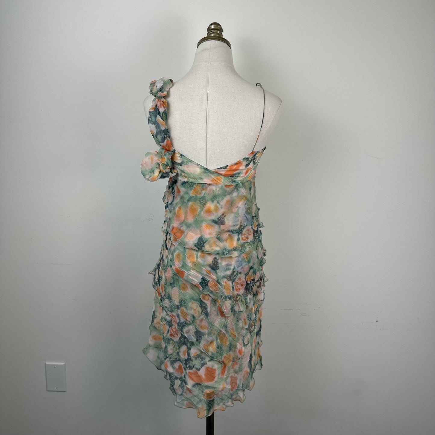 Patrizia Pepe Silk Chiffon Babydoll Mesh Overlay Ruffle Dress – view 5