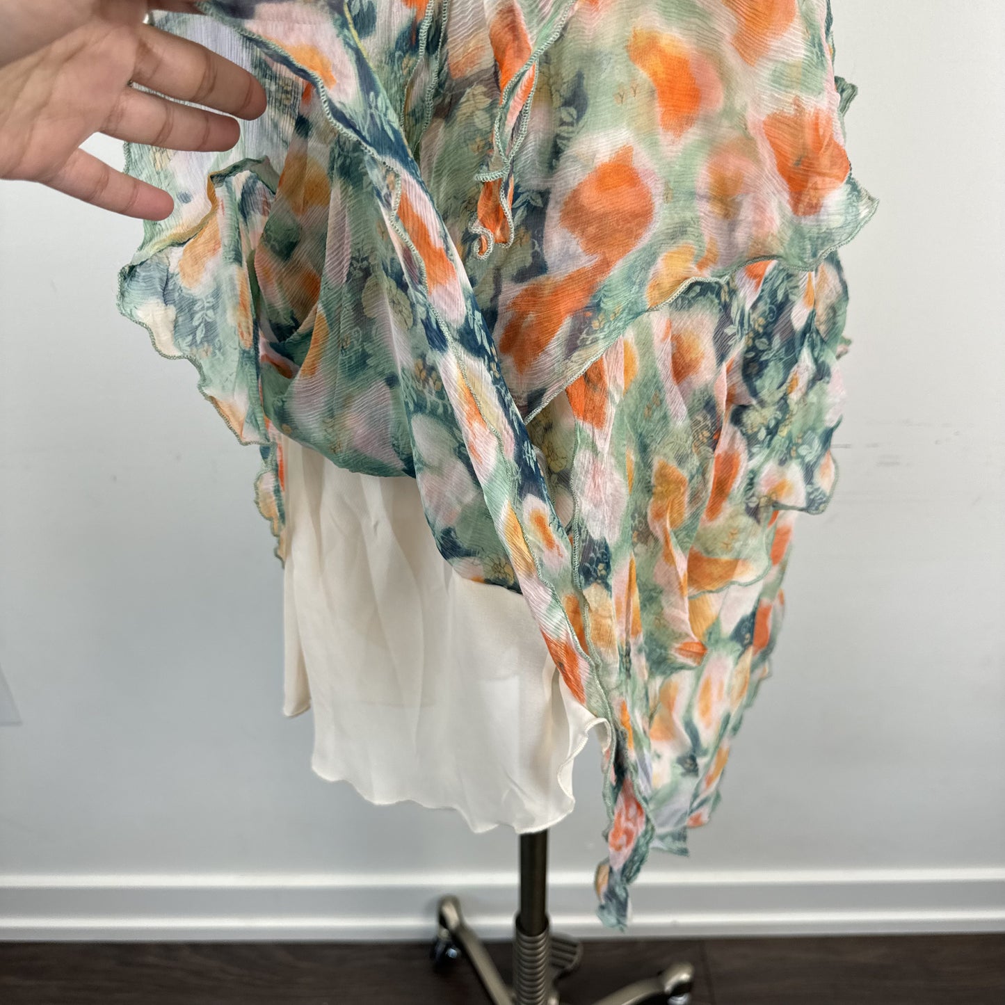 Patrizia Pepe Silk Chiffon Babydoll Mesh Overlay Ruffle Dress – view 15