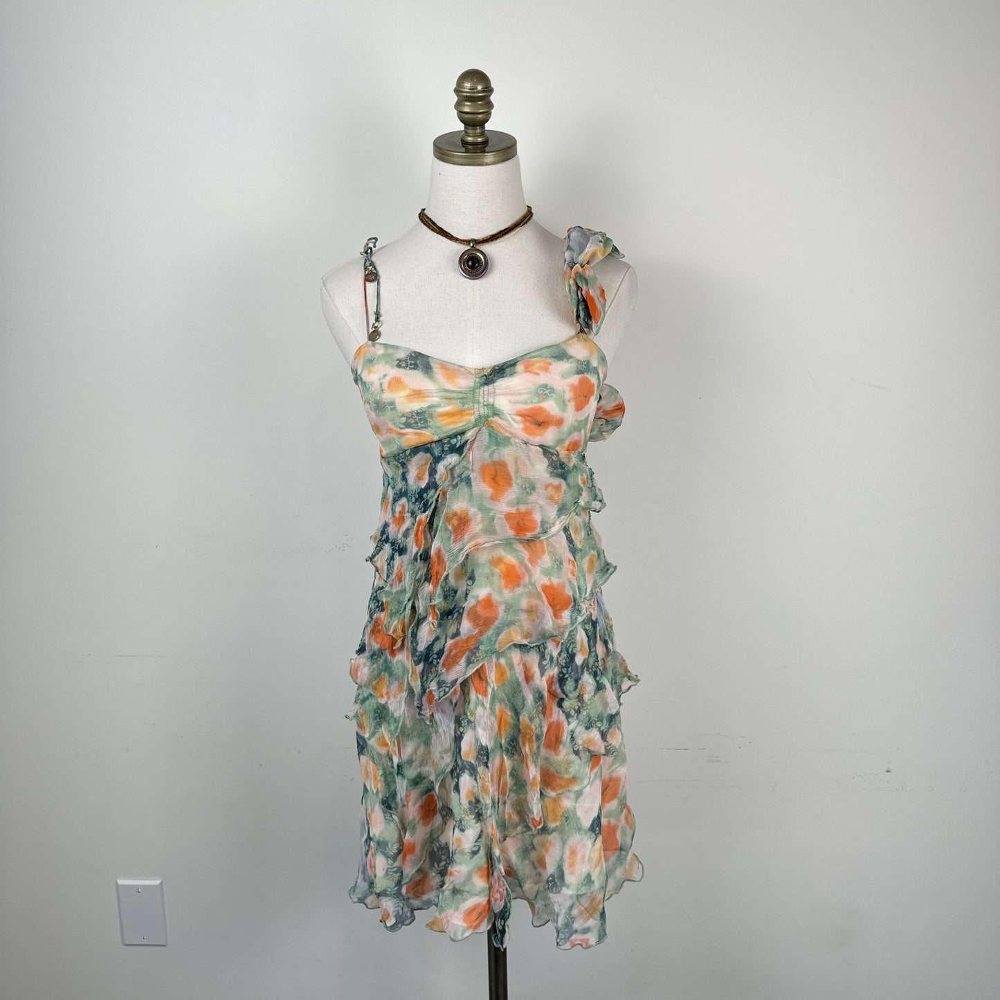 Patrizia Pepe Silk Chiffon Babydoll Mesh Overlay Ruffle Dress – view 7