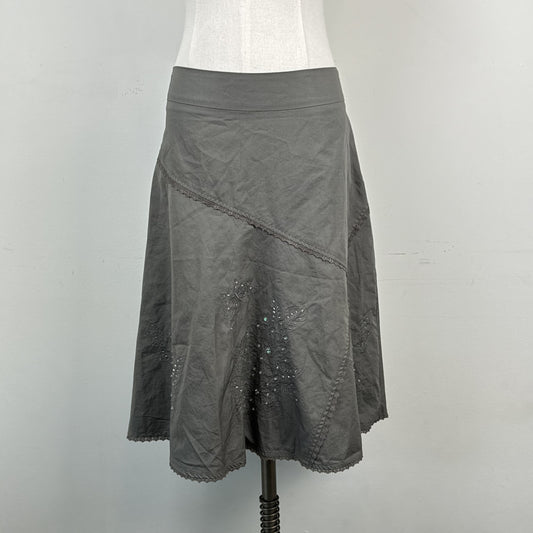 Vintage Dynamite Olive Green Embroidered Midi Skirt
